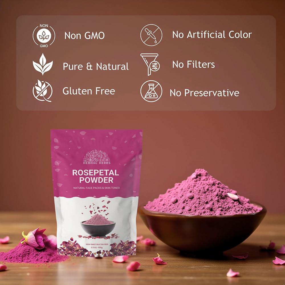 Polvo de Pétalos de Rosa 100g Hebhac Herbs - Vegano y Puro