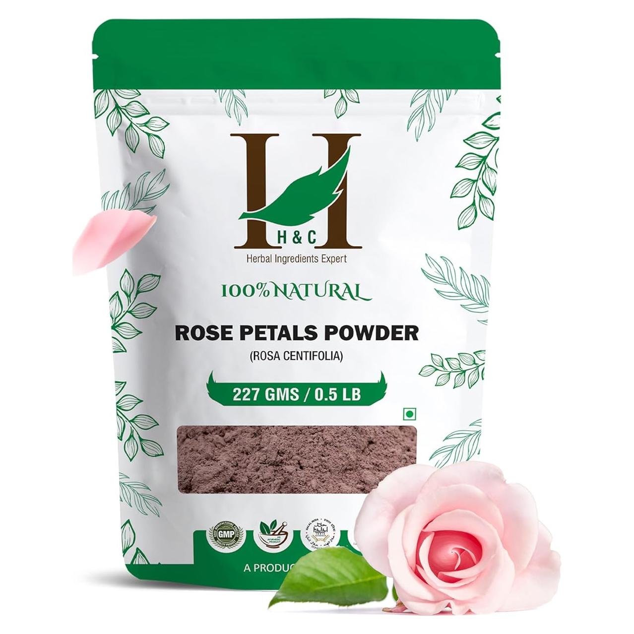 Polvo de Pétalos de Rosa 100% Natural H&C 227 g para Mascarillas