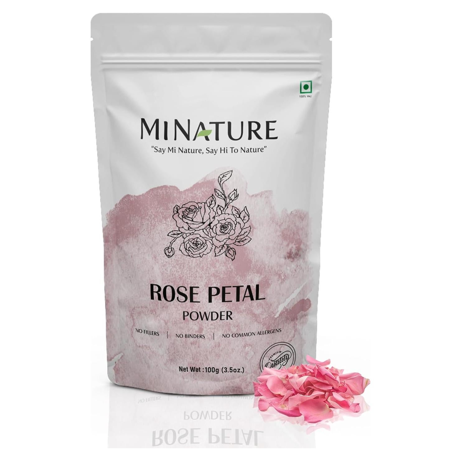 Polvo de Pétalos de Rosa Mi Naturaleza 100g - Mascarilla Facial Hidratante