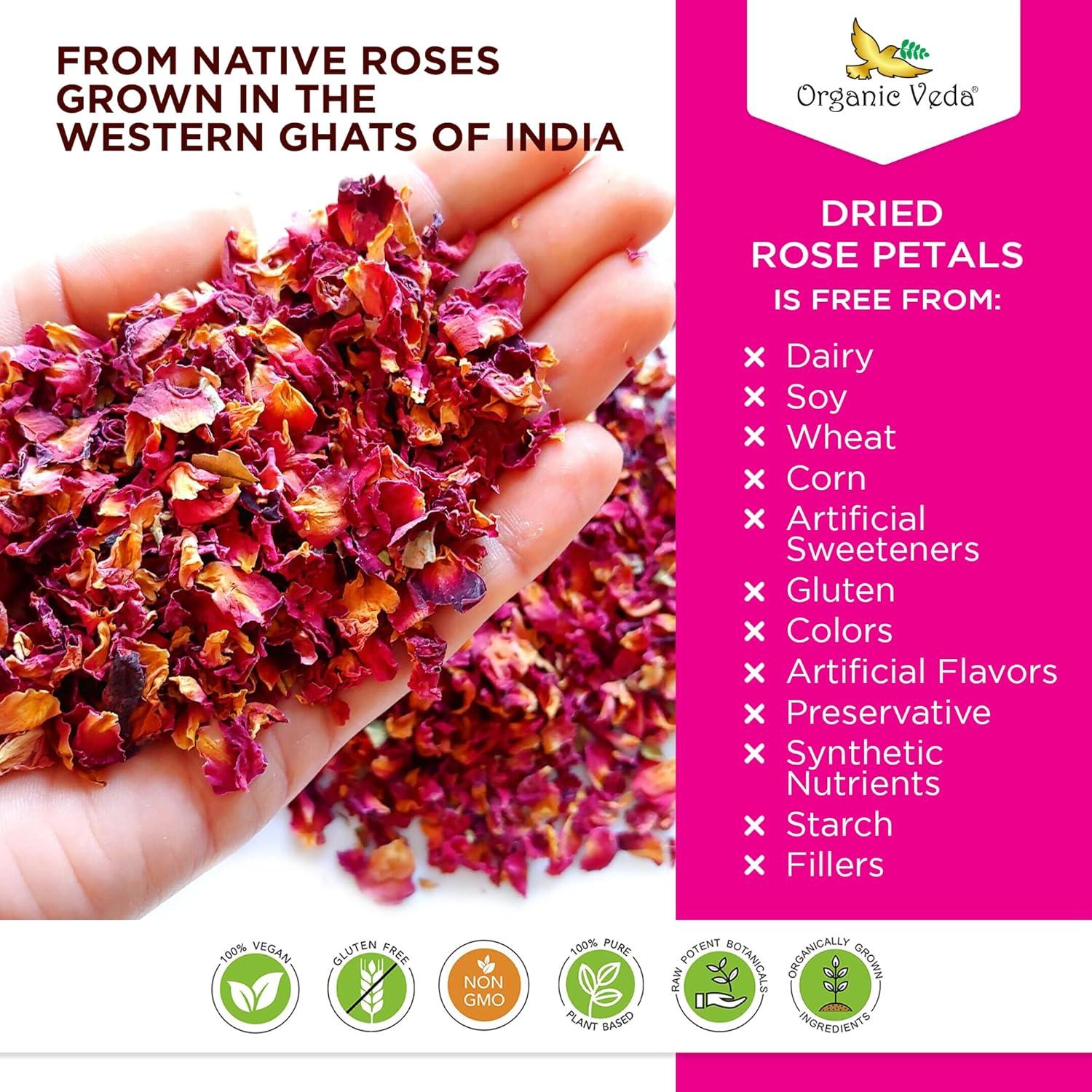 Pétalos de Rosa Secos Orgánicos Organic Veda 113.4 g - Comestibles