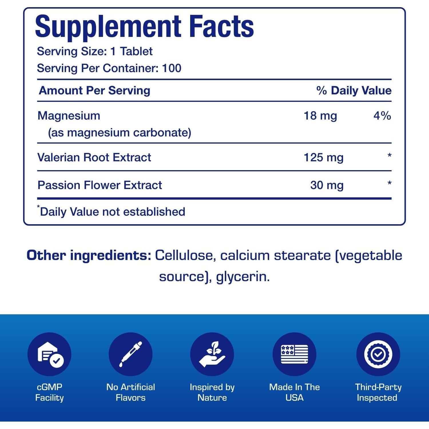 Suplemento de Sueño Anabolic Labs - Raíz de Valeriana y Magnesio - 100 Porciones