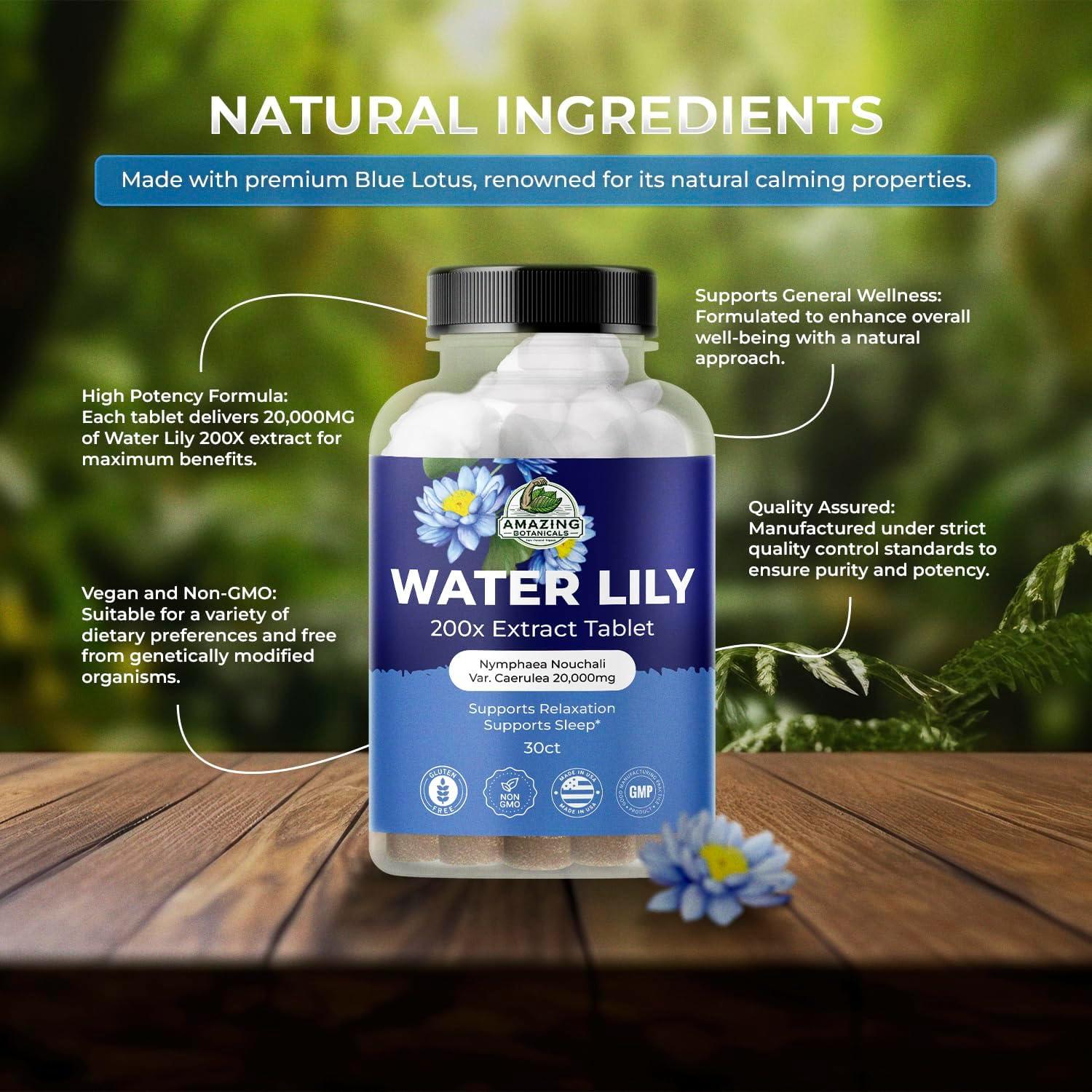 Tabletas de Lirio de Agua Amazing Botanicals 200X 30 Tabletas