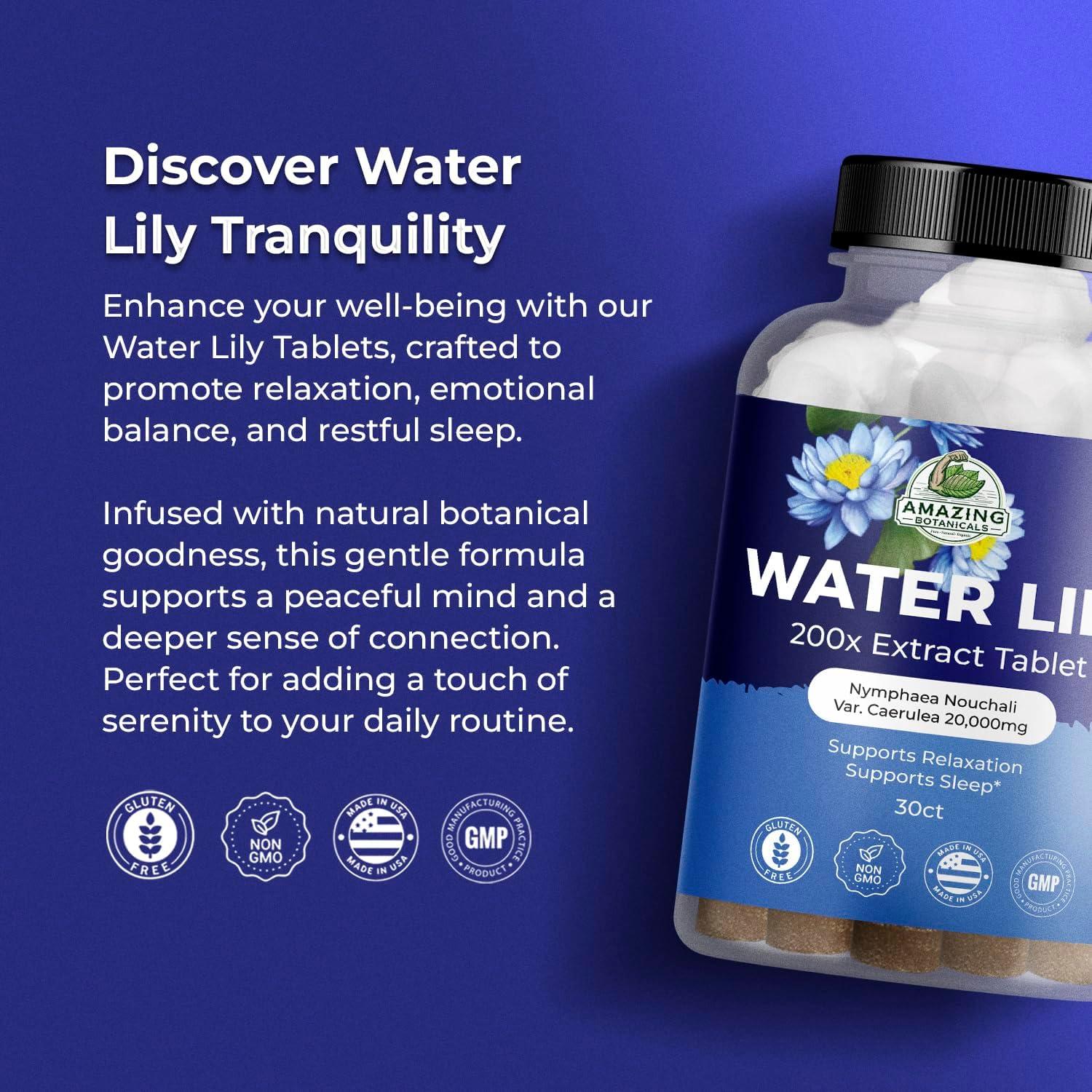Tabletas de Lirio de Agua Amazing Botanicals 200X 30 Tabletas