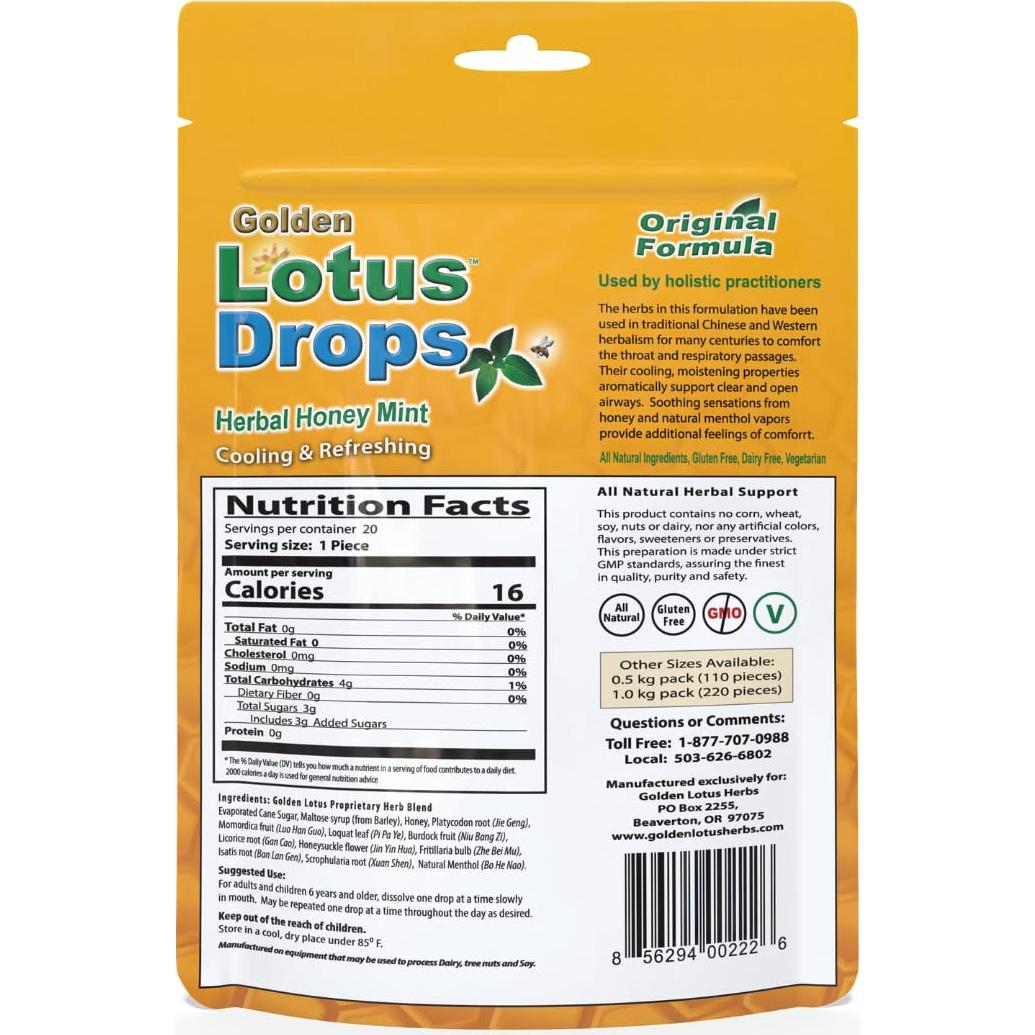 Pastillas de Menta con Miel Loto Dorado - 20 Unidades