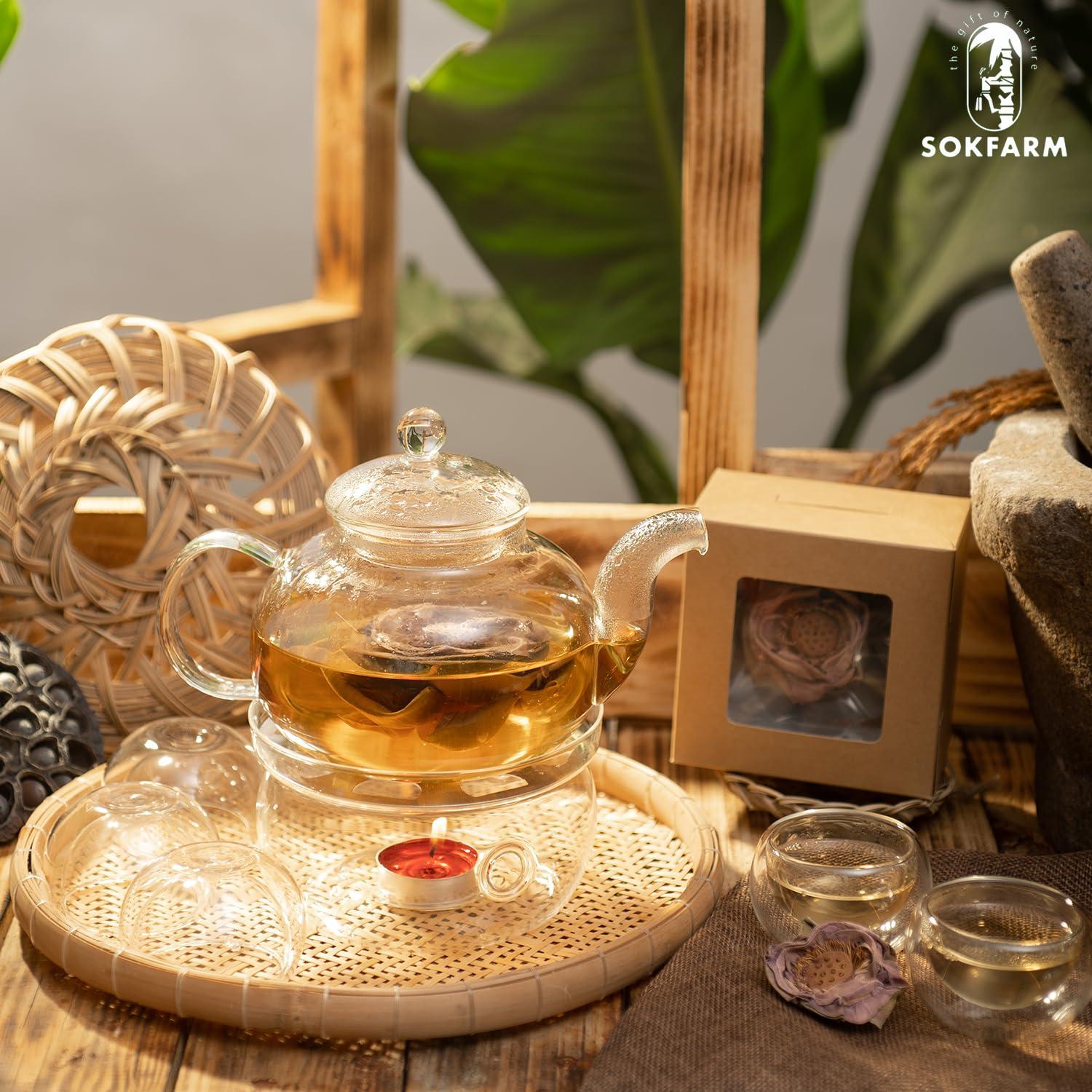 Té de Flor de Loto Sokfarm - 4 Flores Secas Sin Cafeína