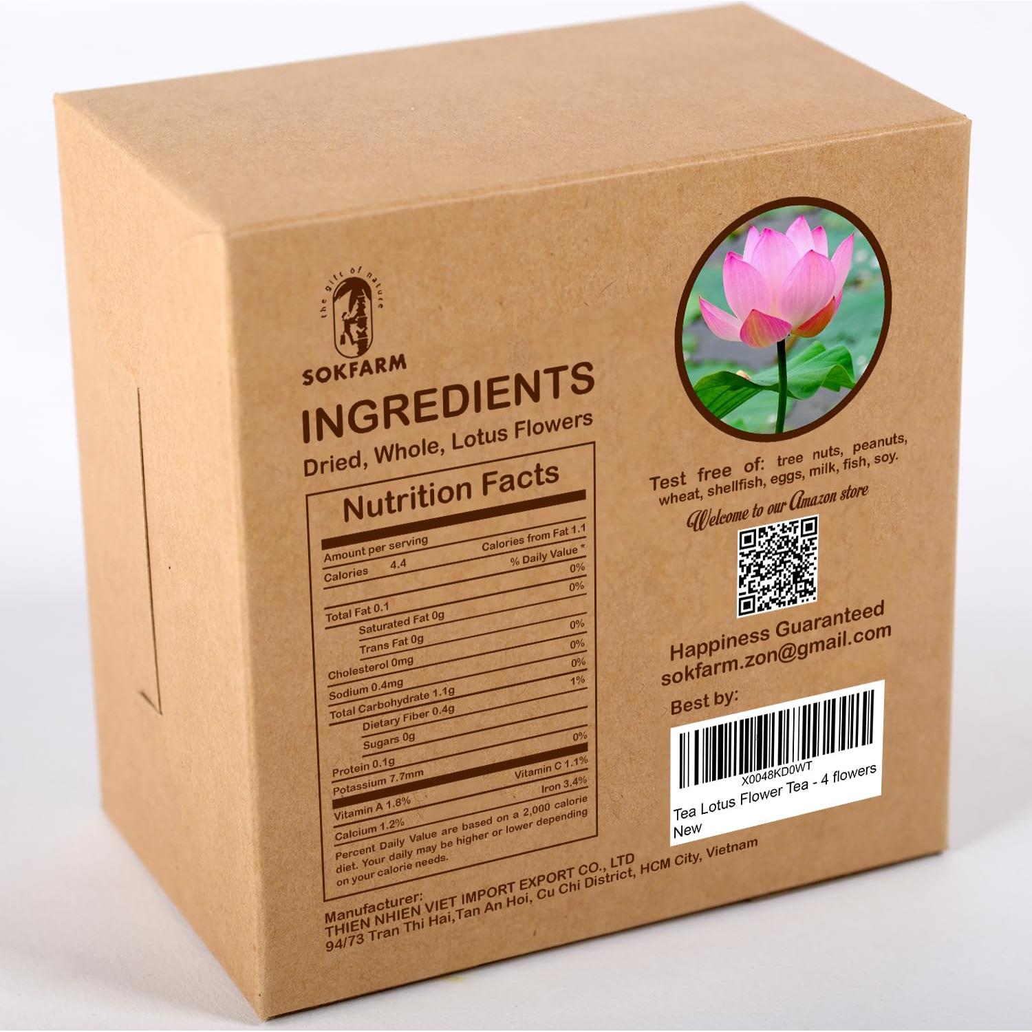 Té de Flor de Loto Sokfarm - 4 Flores Secas Sin Cafeína