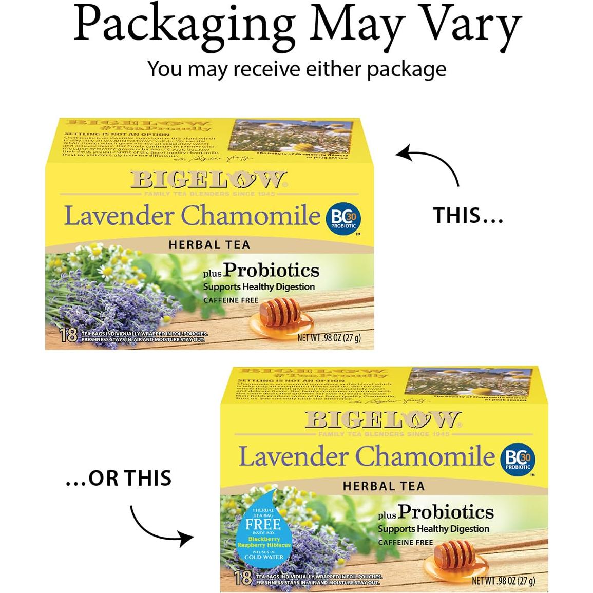 Té de Lavanda y Manzanilla Bigelow Plus Probioticos 108 Bolsitas