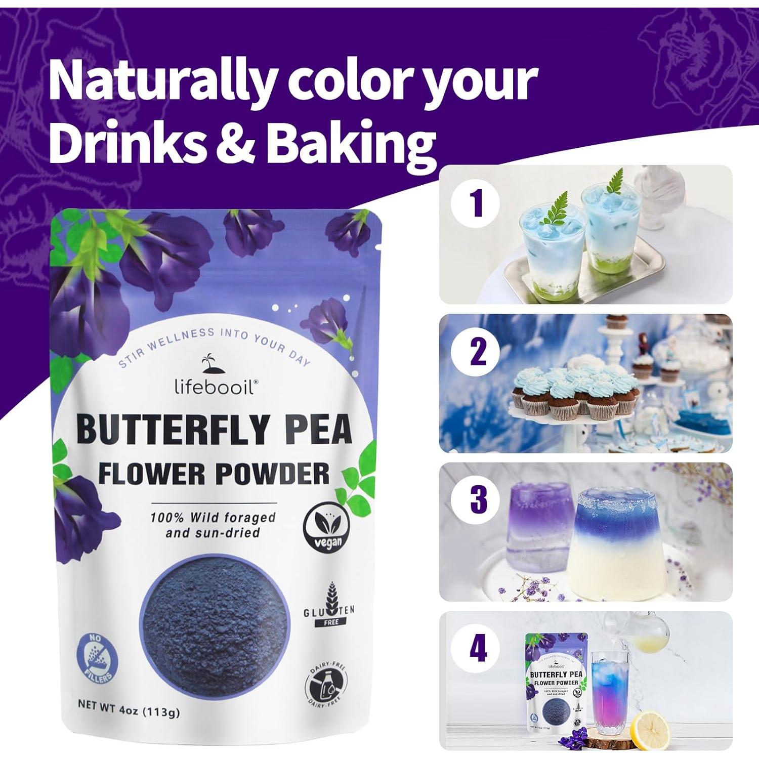 Polvo de Guisante Mariposa Lifebooil 113.4g - Colorante Azul Natural