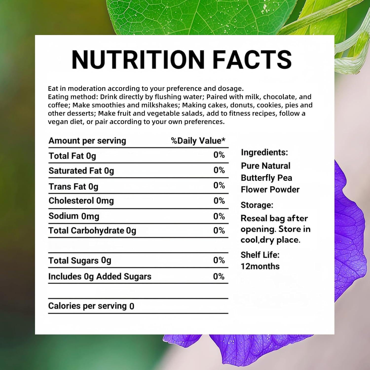 Polvo de Flor de Guisante Mariposa 200g - Colorante Natural Azul