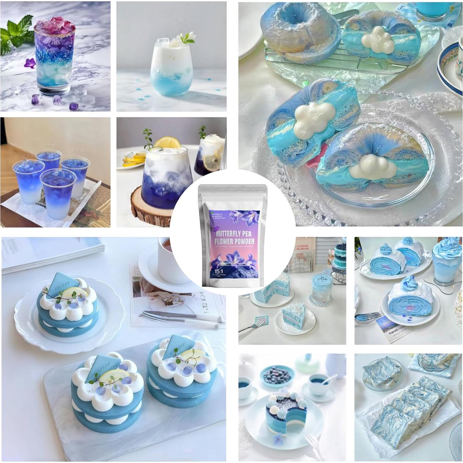 Polvo de Flor de Guisante Mariposa 200g - Colorante Natural Azul