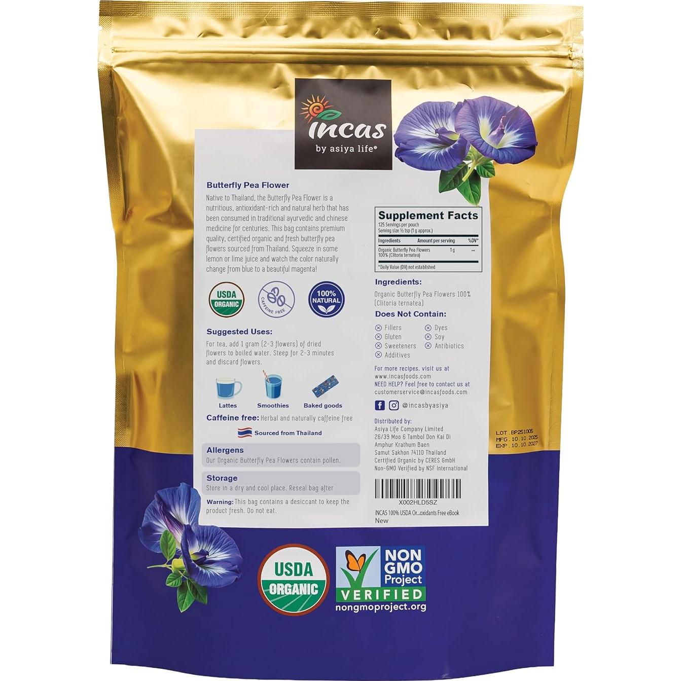 Flor de Guisante Mariposa Orgánica Incas 375 Tazas 124.5g