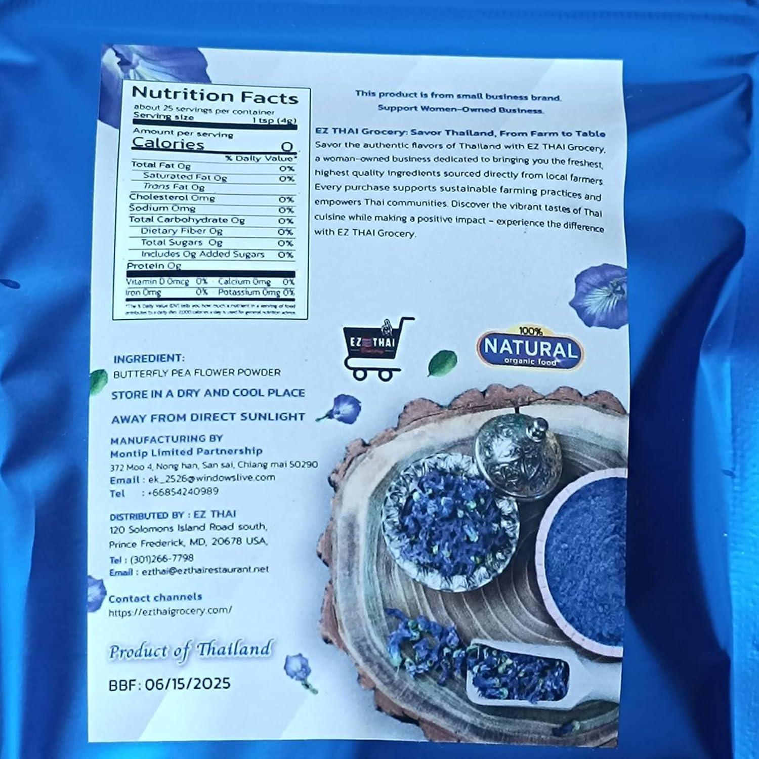 Polvo de Flor de Guisante Mariposa EZ THAI 50g - Colorante Natural