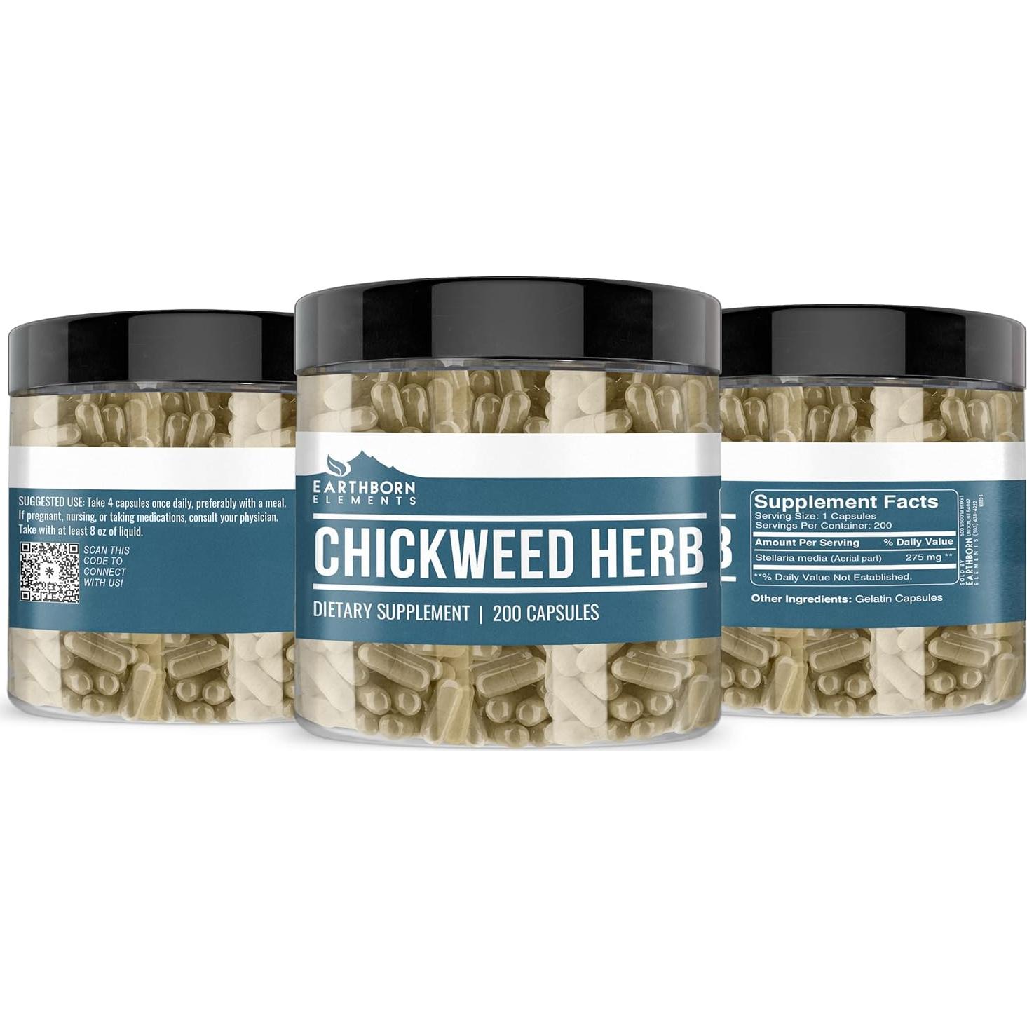 Cápsulas de Hierba de Pata de Gallo Earthborn Elements 200 Unidades