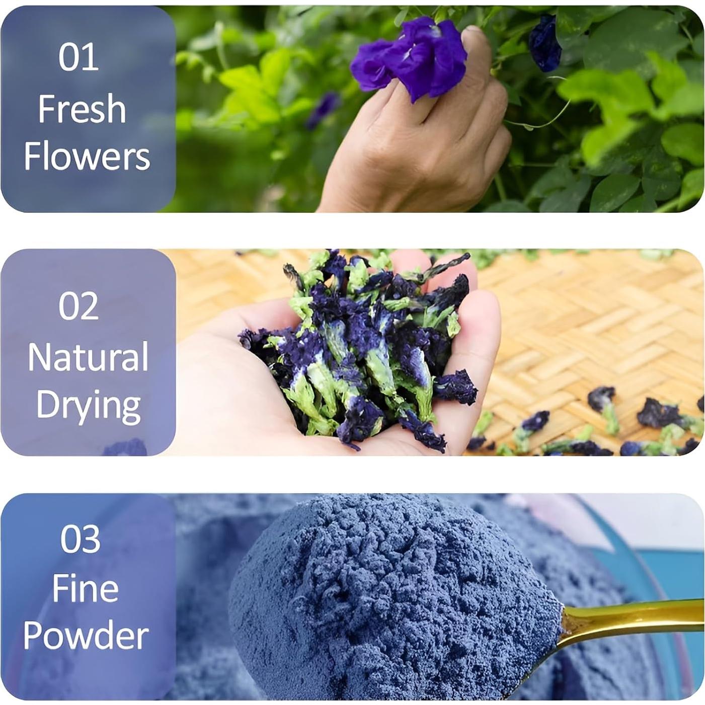 Polvo de Flor de Guisante Mariposa Orgánico 20g - Colorante Natural