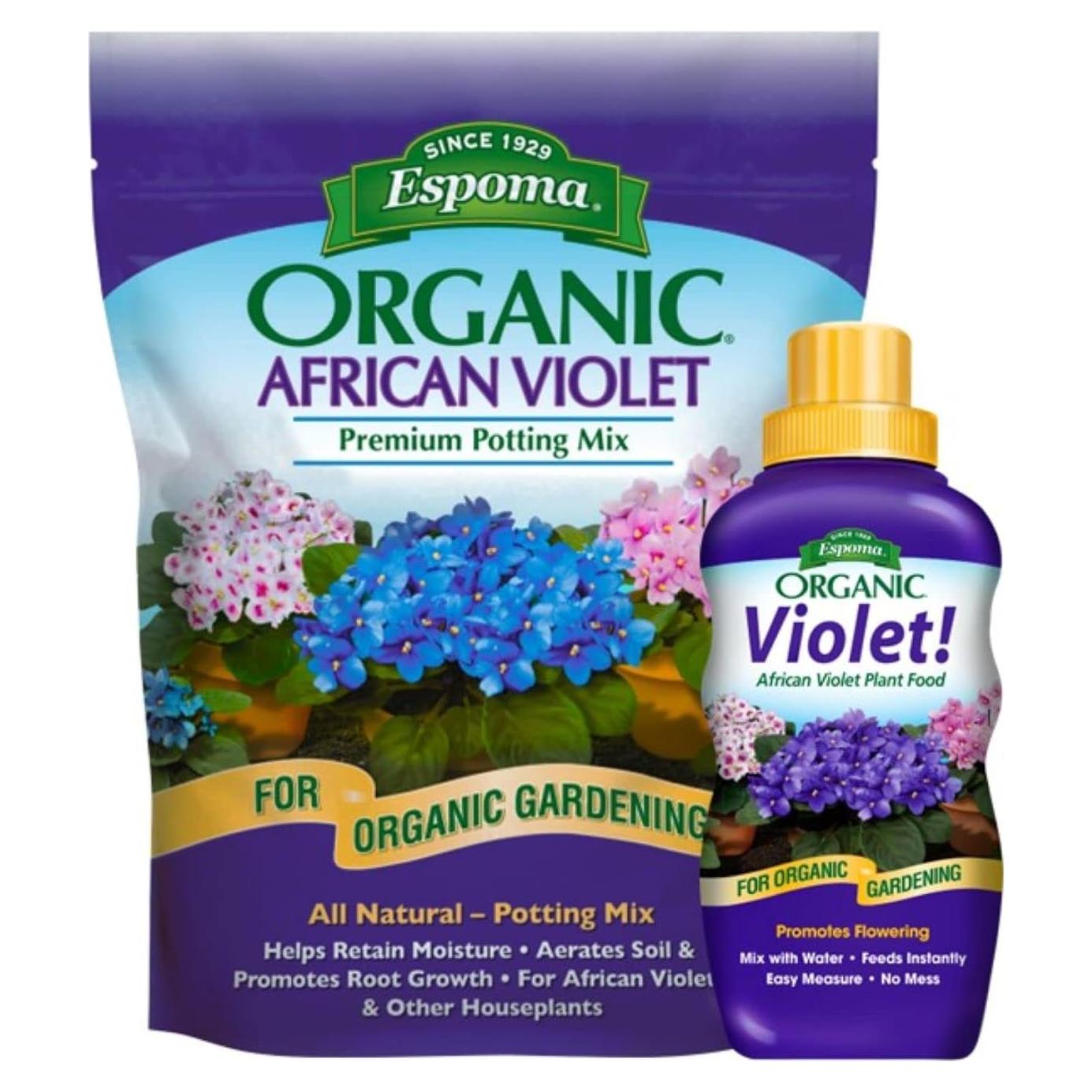 Espoma Orgánico Combo Violeta Africana 4qt + Alimento 8oz