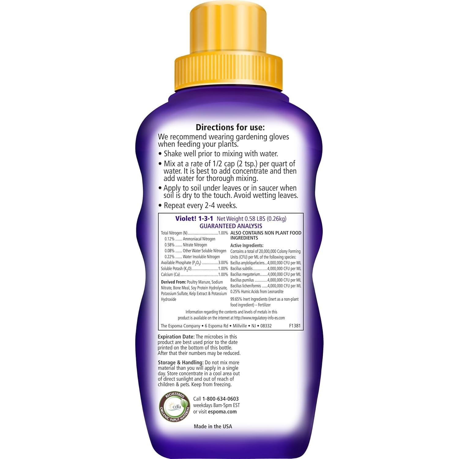 Espoma Orgánico Combo Violeta Africana 4qt + Alimento 8oz