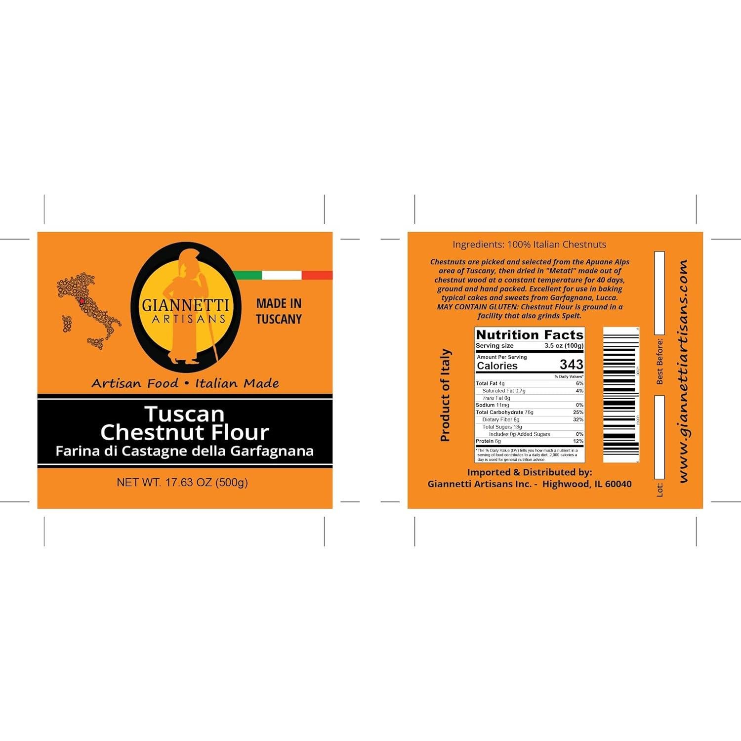 Harina de Castaña Italiana Giannetti 908g - 2 Paquetes de 454g