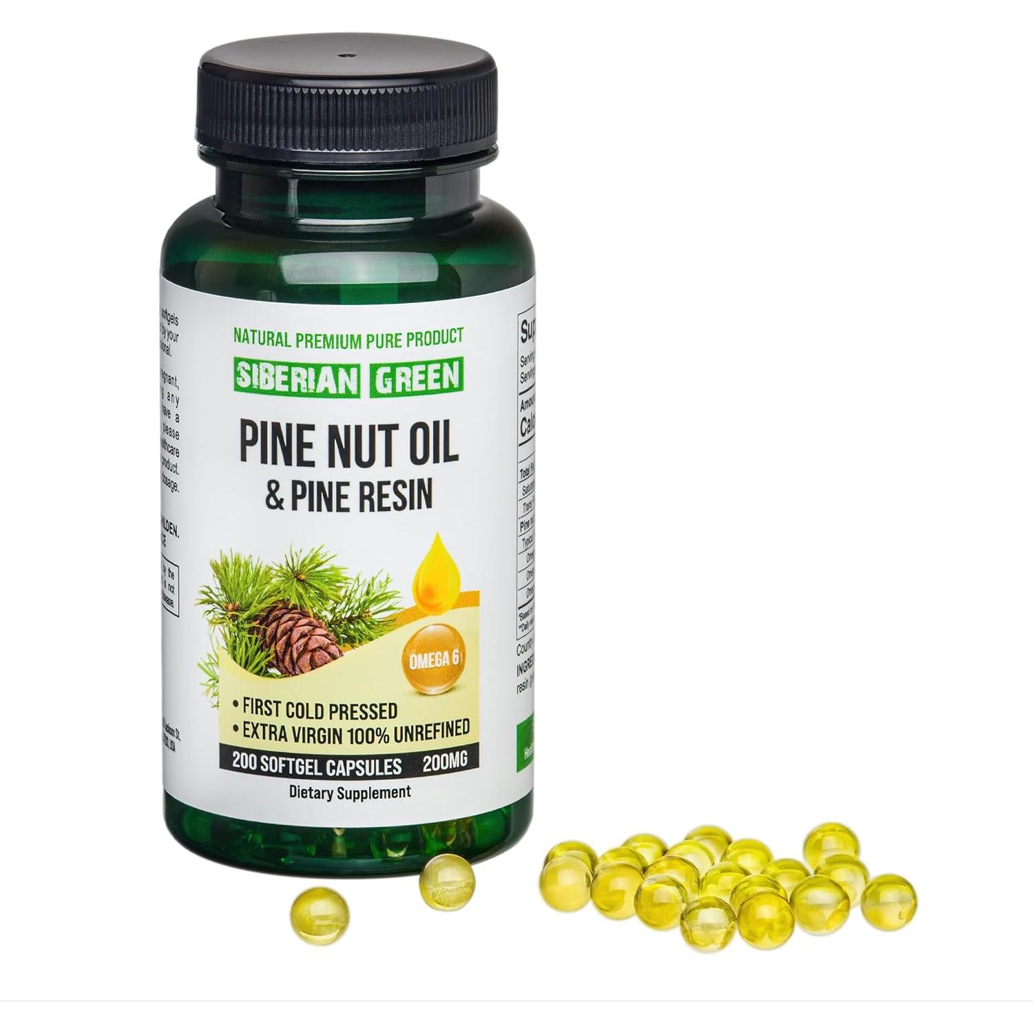 Aceite de Nuez de Pino Siberiano Best Value 200 Cápsulas
