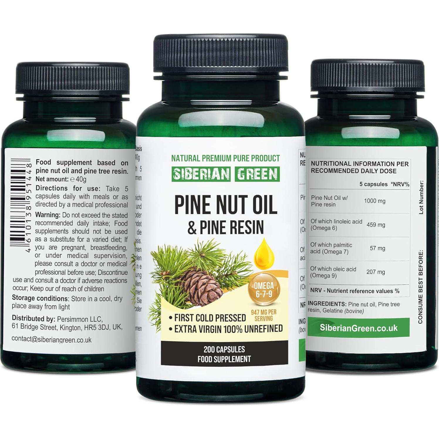 Aceite de Nuez de Pino Siberiano Best Value 200 Cápsulas