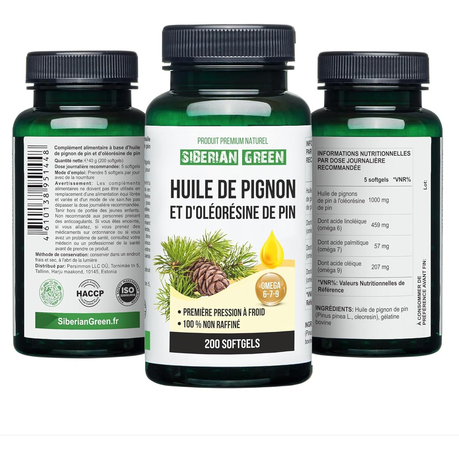 Aceite de Nuez de Pino Siberiano Best Value 200 Cápsulas