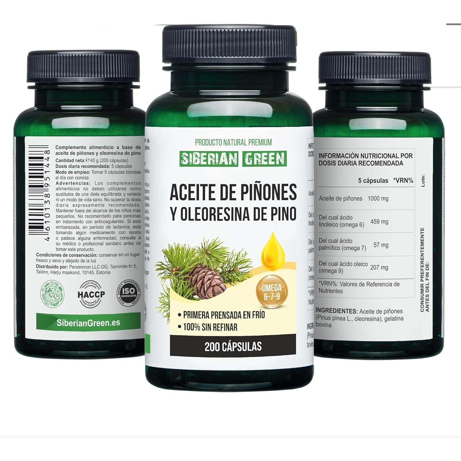 Aceite de Nuez de Pino Siberiano Best Value 200 Cápsulas