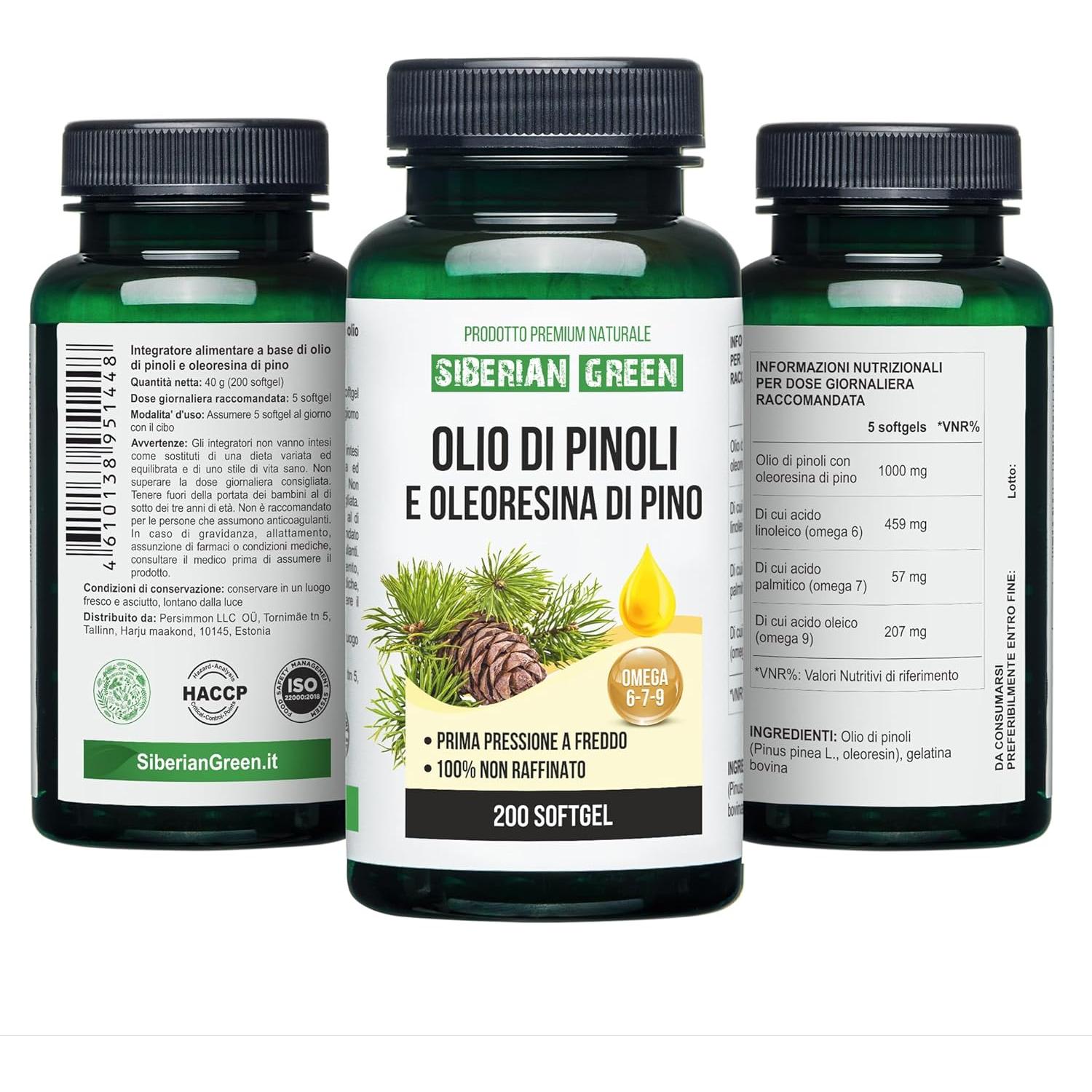 Aceite de Nuez de Pino Siberiano Best Value 200 Cápsulas