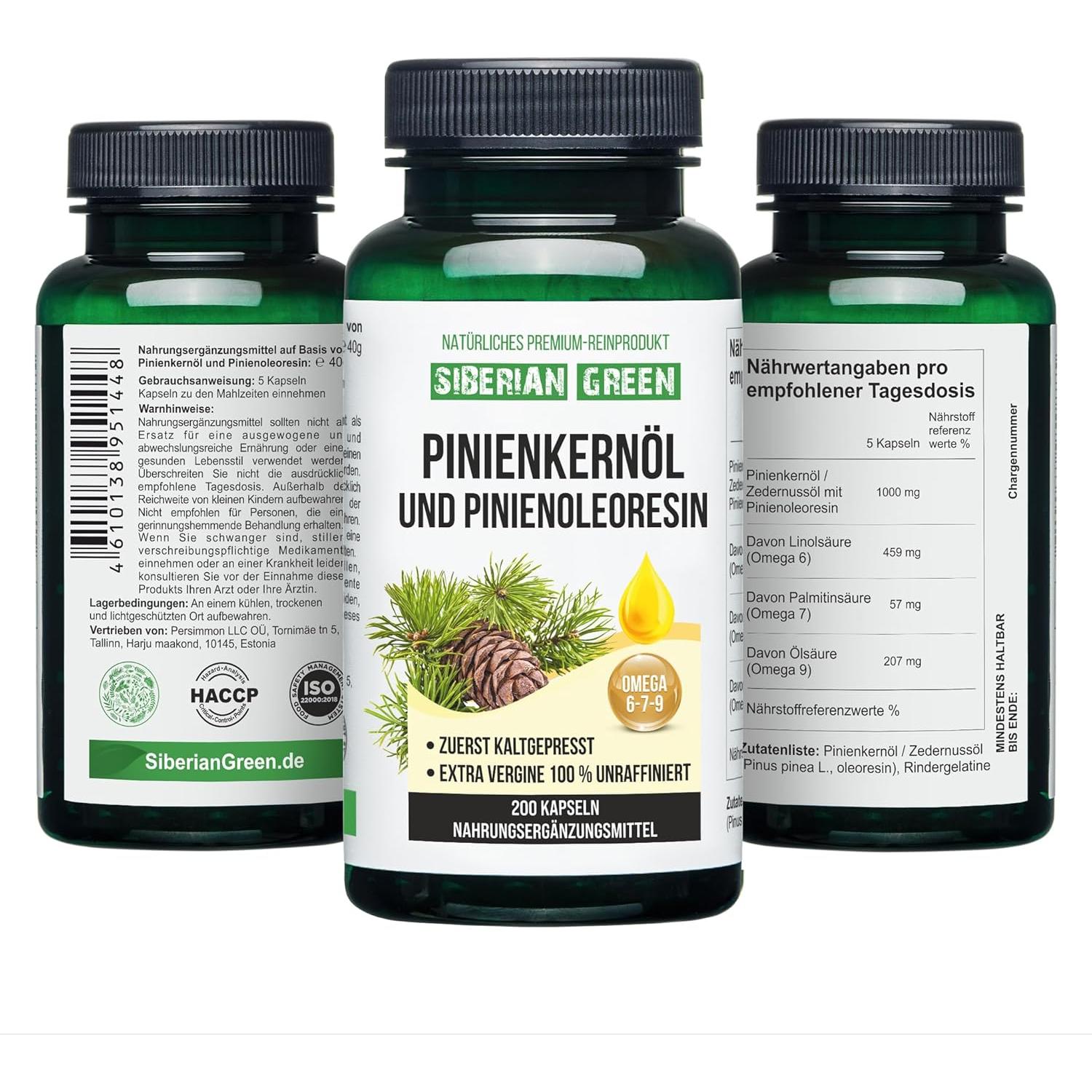 Aceite de Nuez de Pino Siberiano Best Value 200 Cápsulas