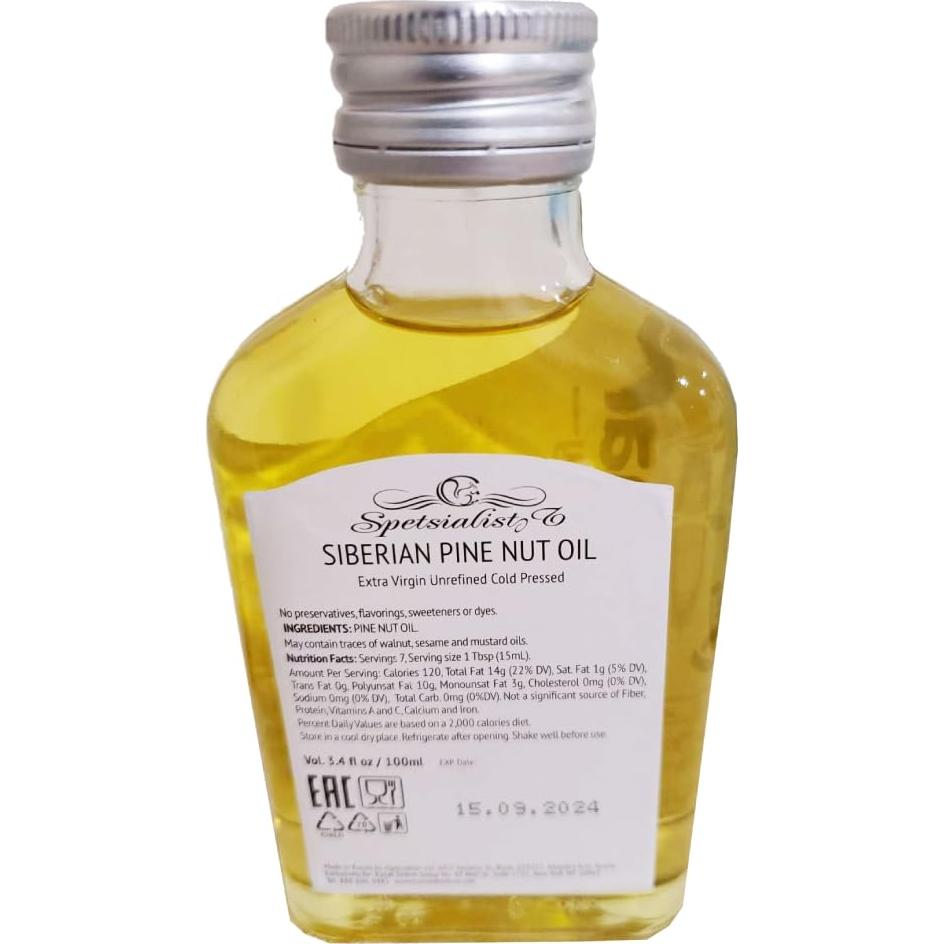 Aceite de Piñón Siberiano Orgánico 100ml Extra Virgen Prensado en Frío