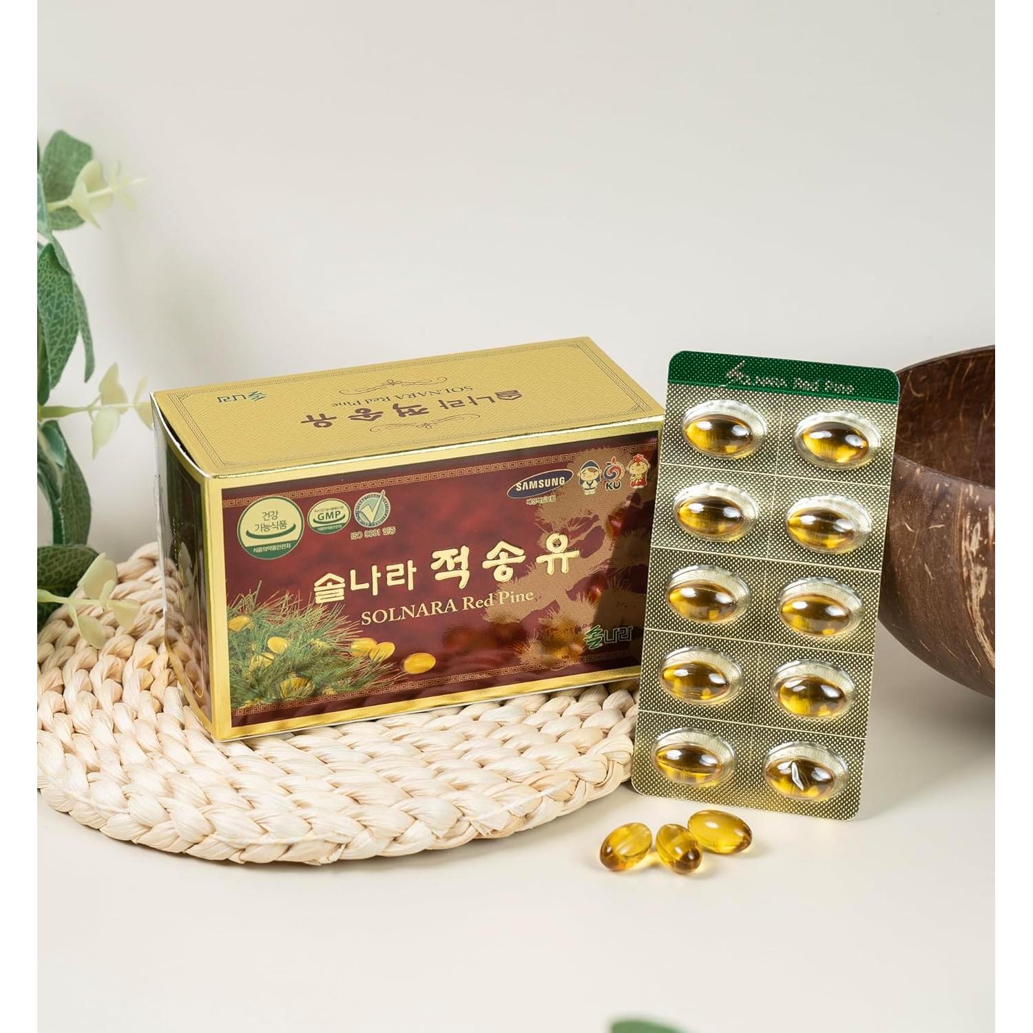 Aceite de Aguja de Pino Solnara 60 Cápsulas - Pino Rojo Coreano