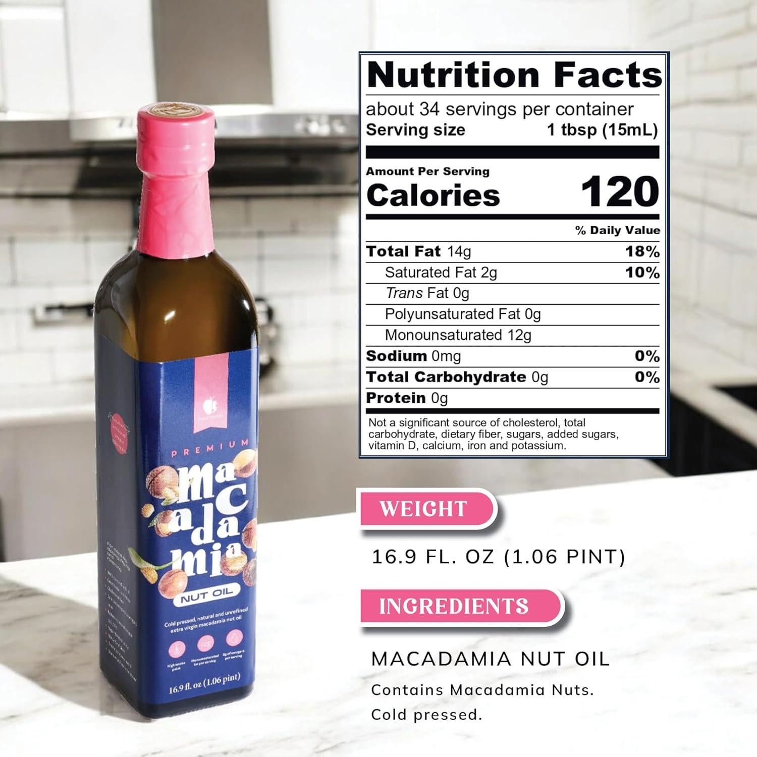 Aceite de Nuez de Macadamia Gourmanity 500ml Prensado en Frío