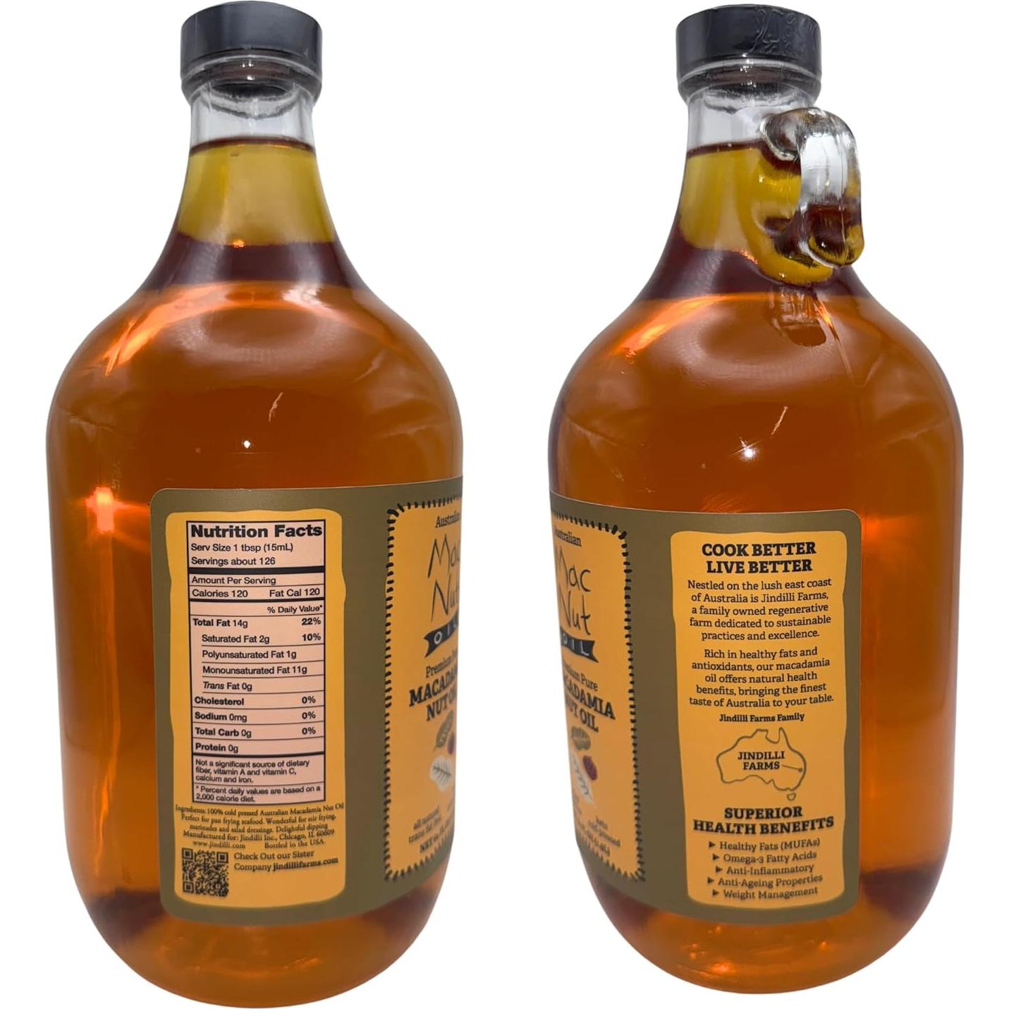 Aceite de Macadamia Jindilli Puro 1.89 L Prensado en Frío