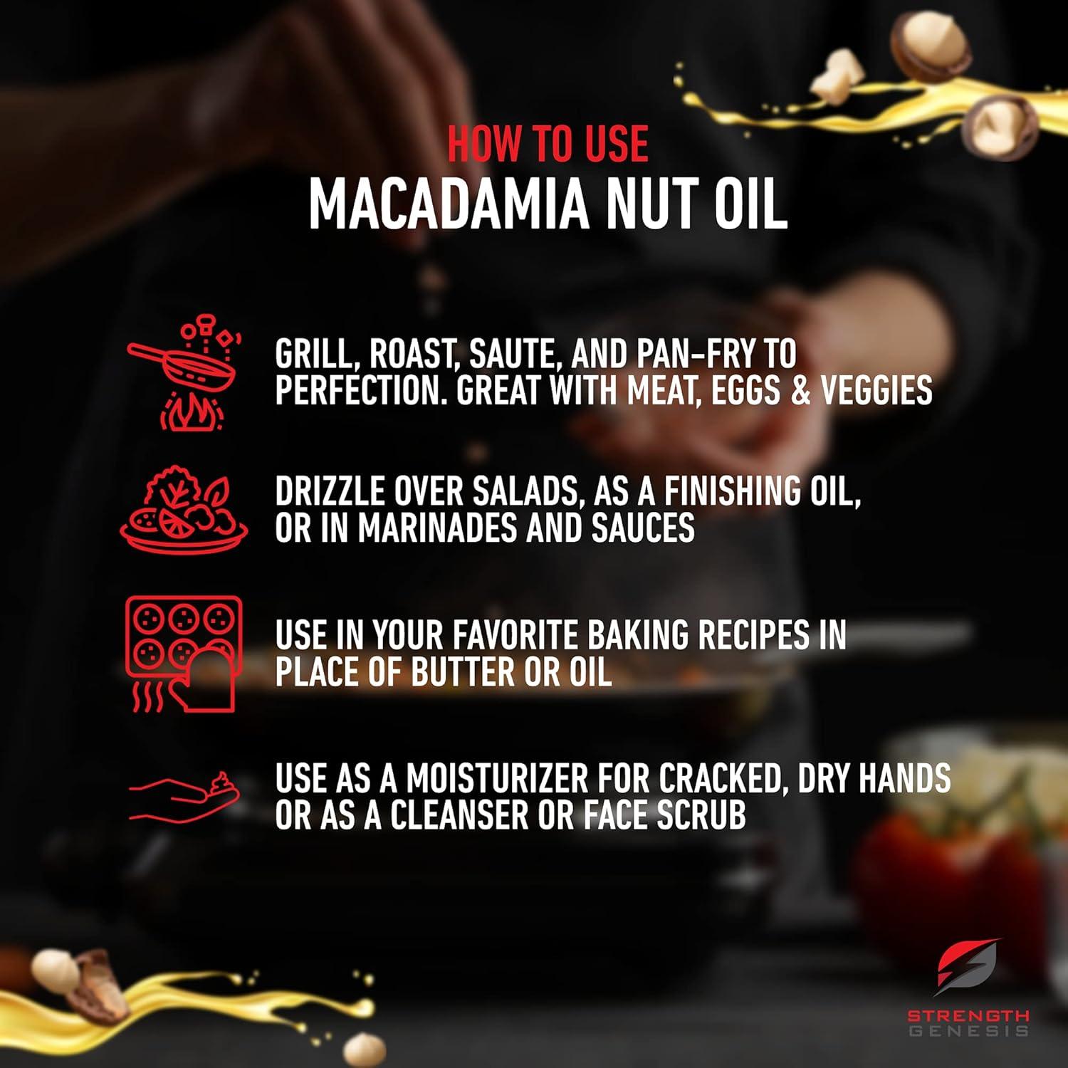 Aceite de Nuez de Macadamia Prensado en Frío 500ml Strength Genesis