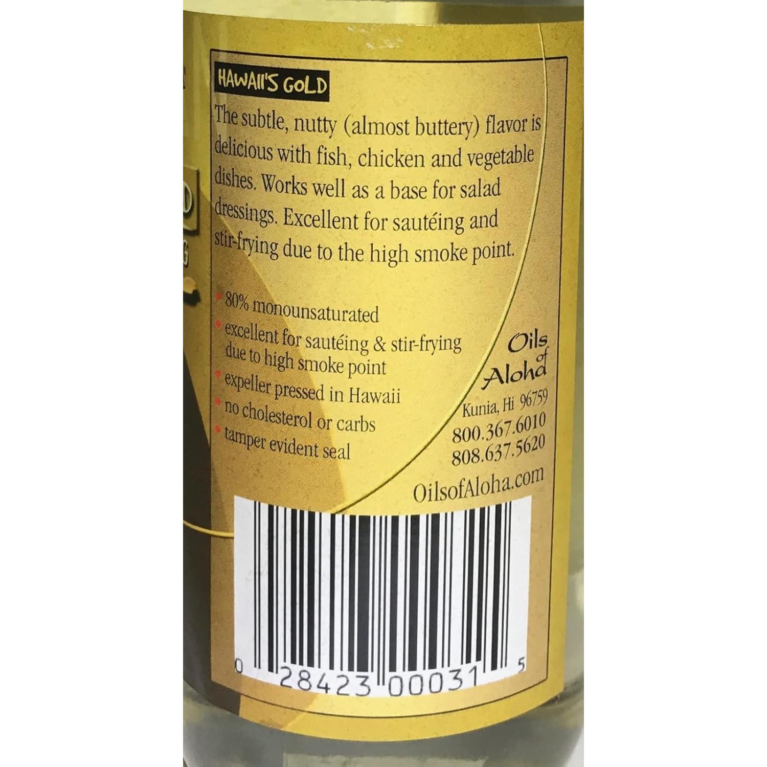 Aceite de Nuez de Macadamia Aloha 360 ml - Prensado en Frío