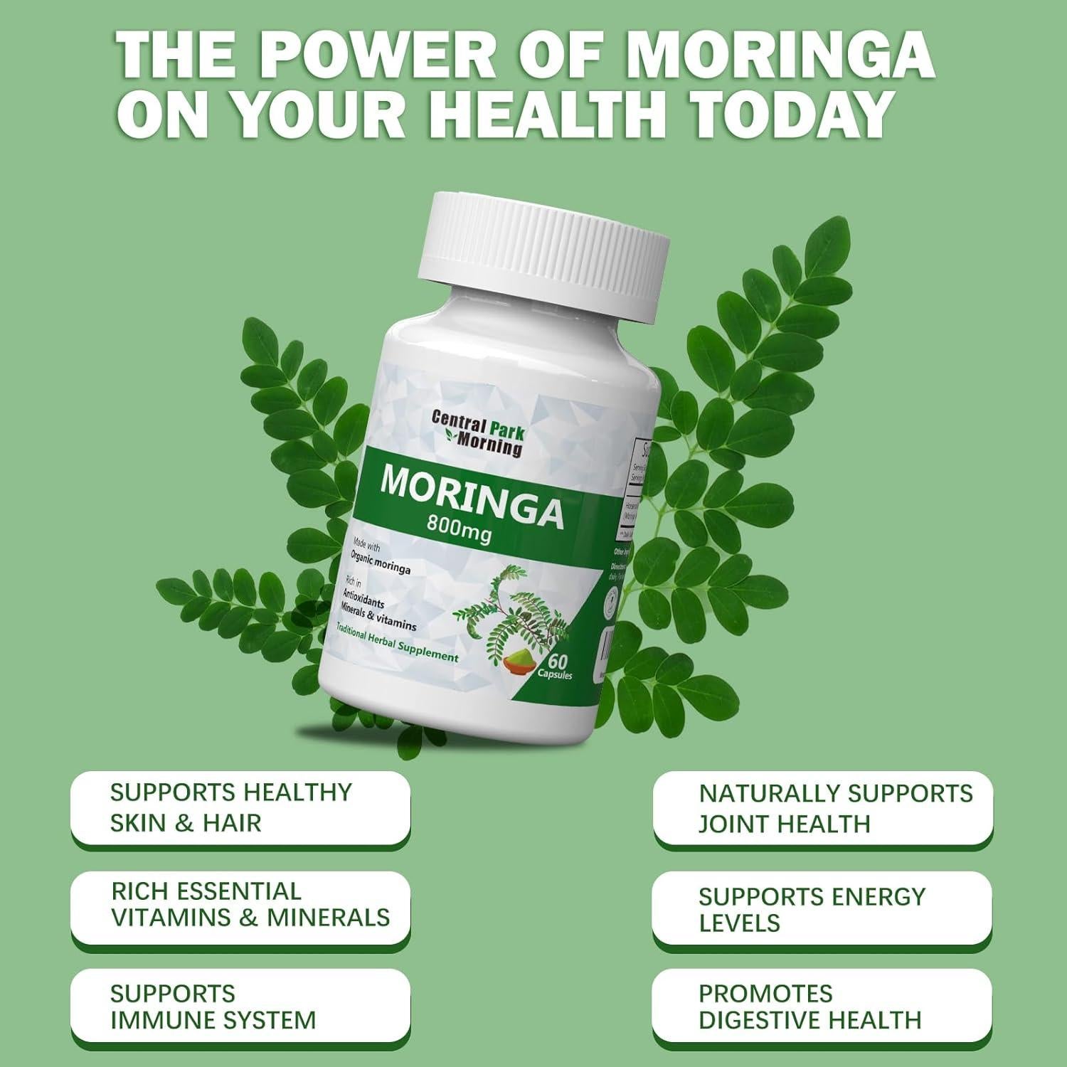 Cápsulas de Moringa Orgánica Central Park Morning 800mg - 60 Unidades