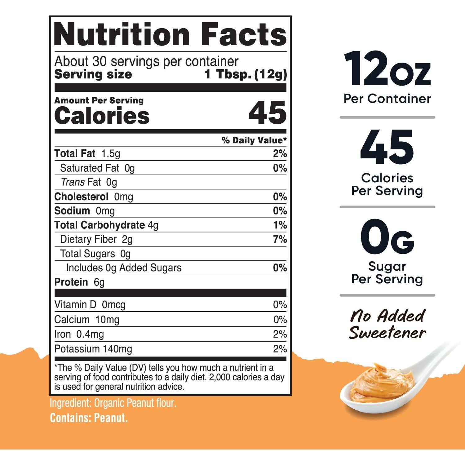 Harina de Mantequilla de Maní Orgánica Nutricost 360 g - 30 Porciones