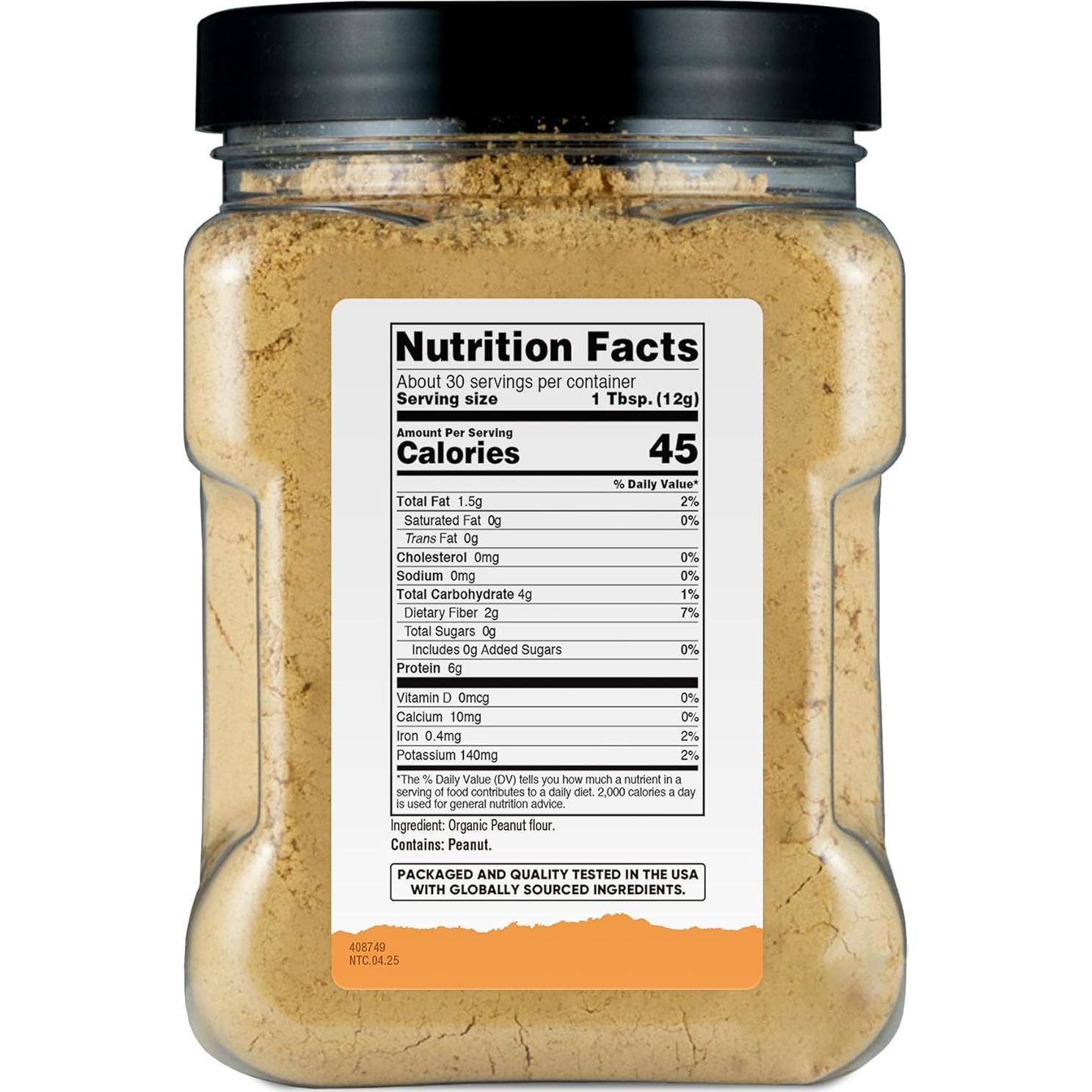 Harina de Mantequilla de Maní Orgánica Nutricost 360 g - 30 Porciones