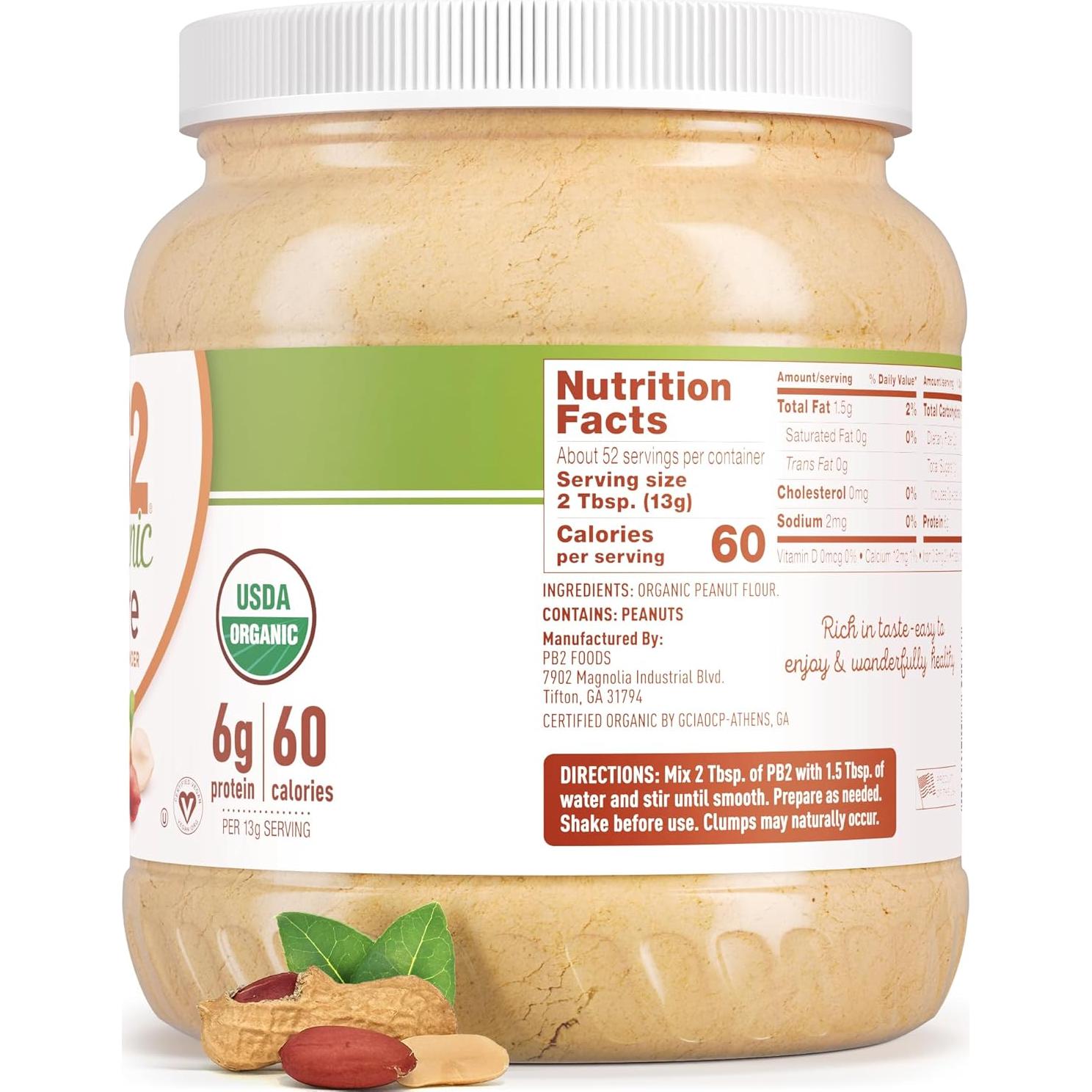 Mantequilla de Maní en Polvo Orgánica PB2 Pura 680g Sin Sal