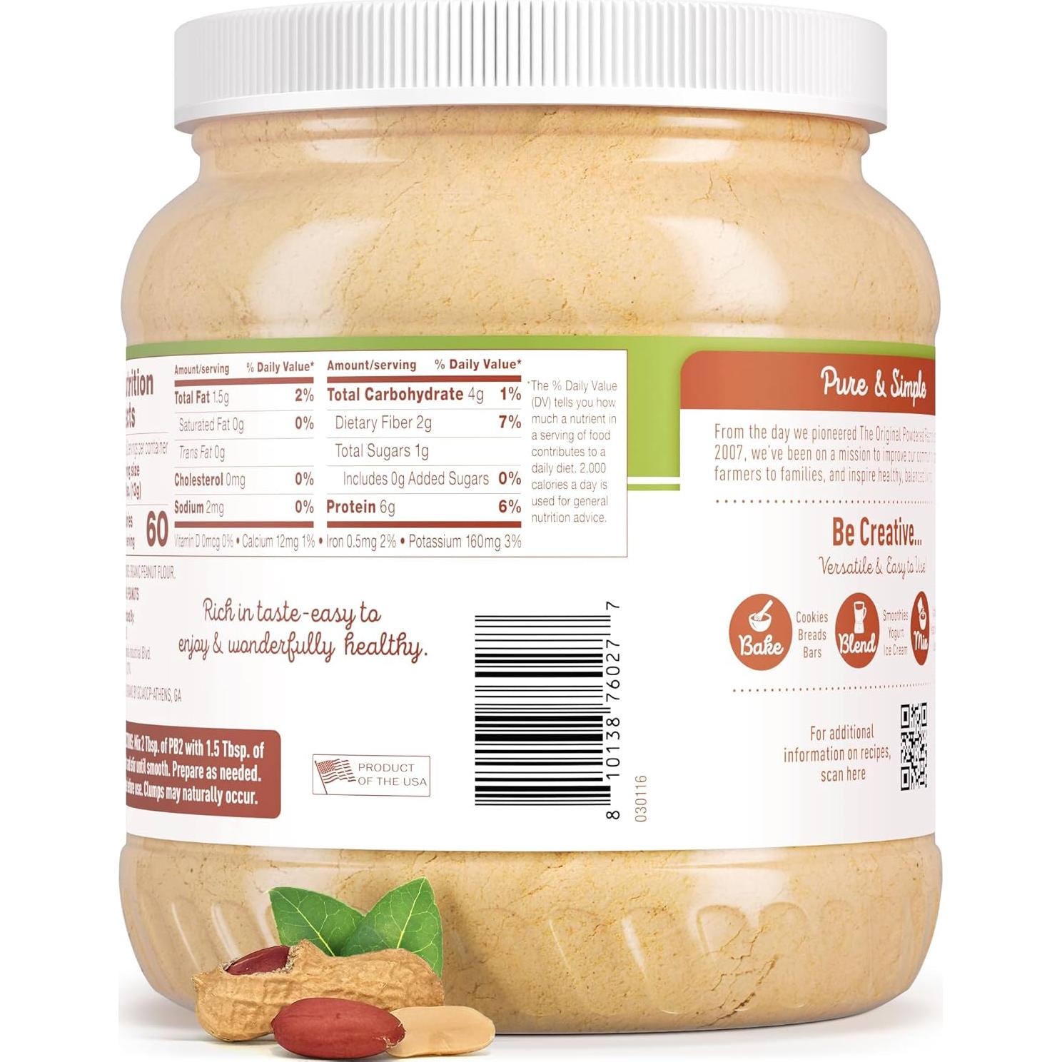 Mantequilla de Maní en Polvo Orgánica PB2 Pura 680g Sin Sal