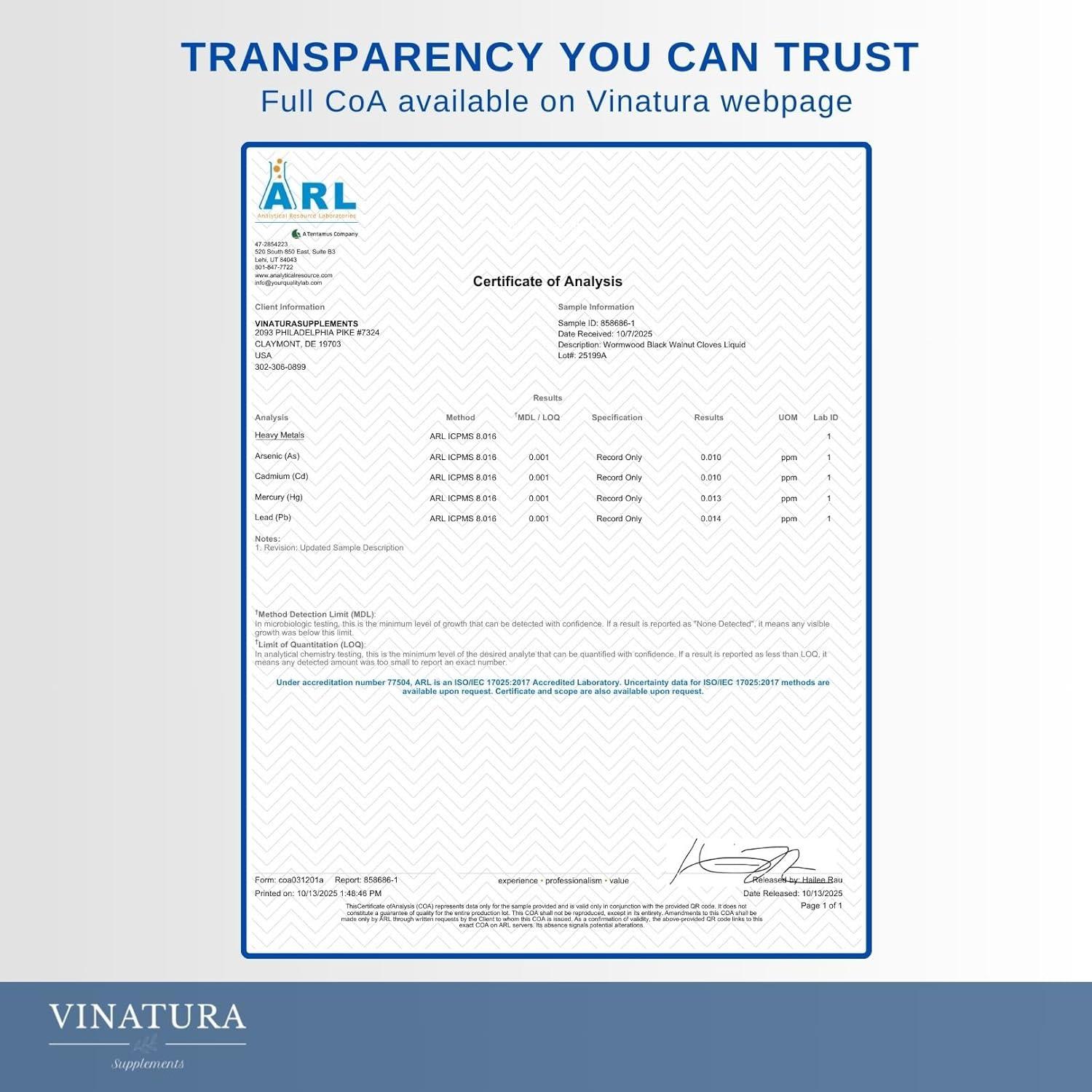 Suplemento Líquido Ajenjo Nogal Negro Vinatura 59 ml