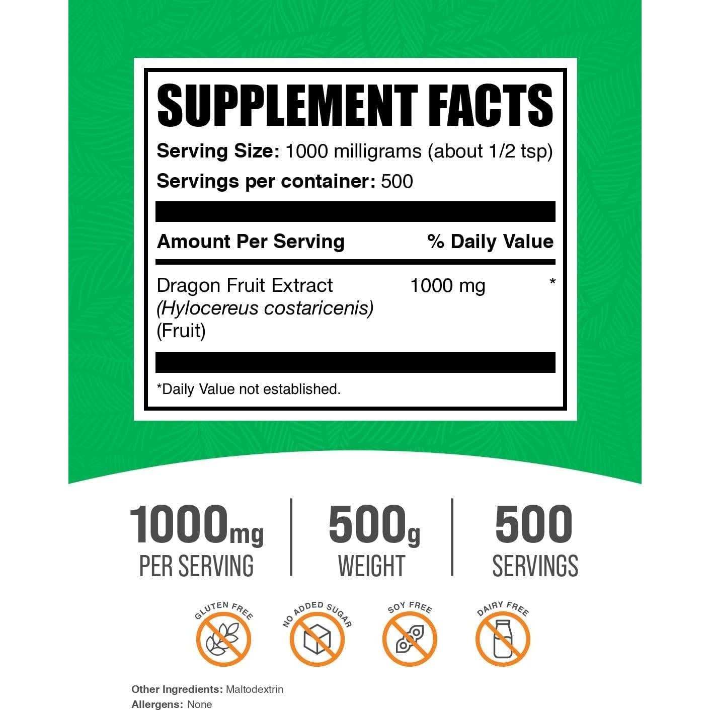 Extracto de Fruta del Dragón BulkSupplements 500g - Antioxidante Vegano