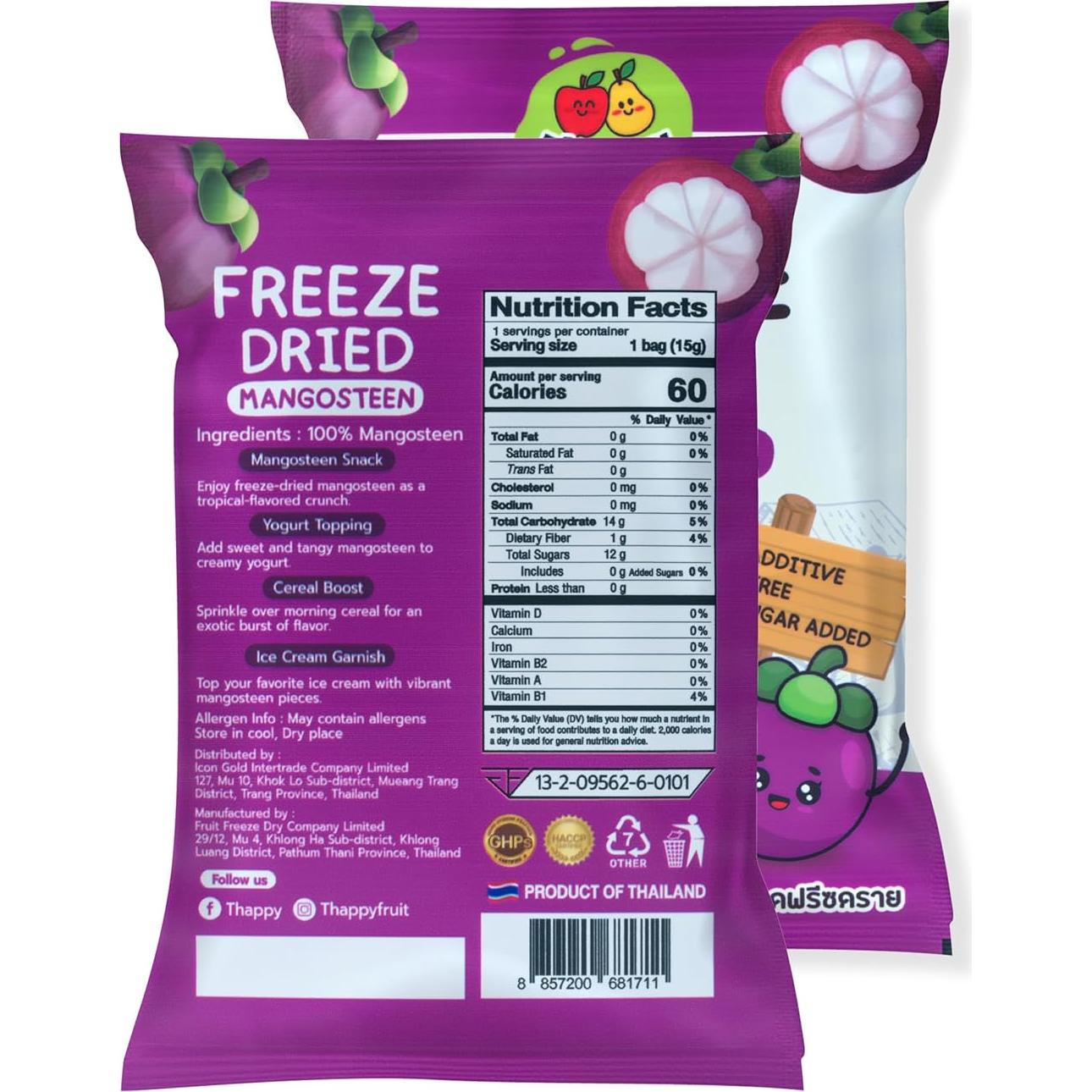 Mangosteen deshidratado Thappy - 100% puro, sin aditivos, 90g
