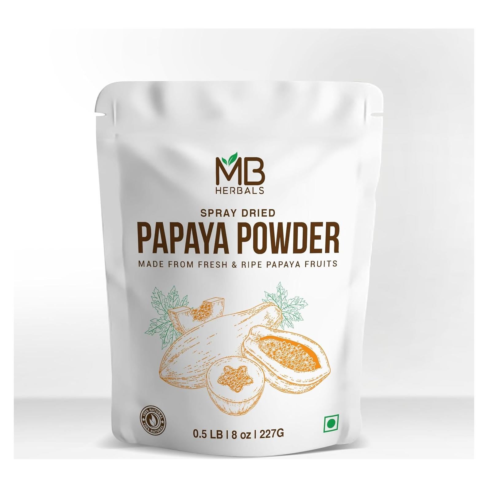 Polvo de Papaya Madura MB Herbals 227g Sin Gluten Natural