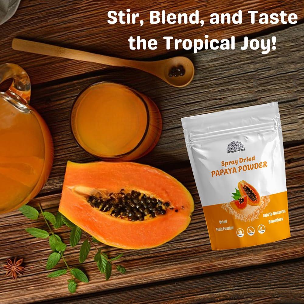Polvo de Fruta de Papaya Hebhac Herbs 227g - 100% Natural, Vegano