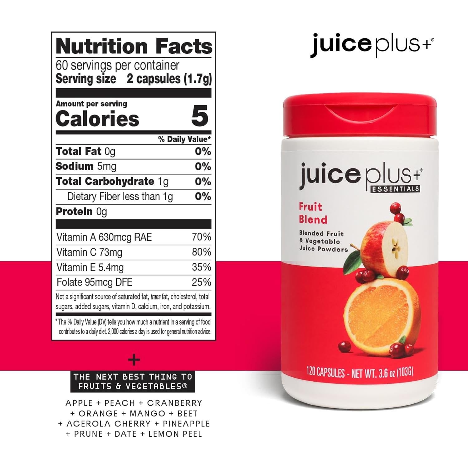 Suplemento JuicePlus+ Mezcla de Frutas 60 Porciones Vegano