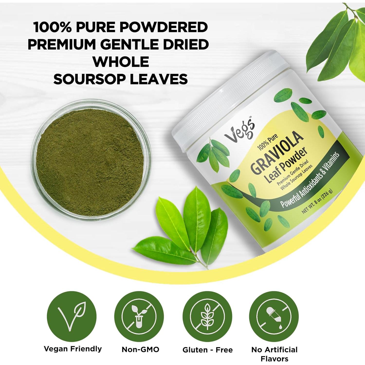 Polvo de Hoja de Graviola Orgánico Vegs Wellness 226.8 g