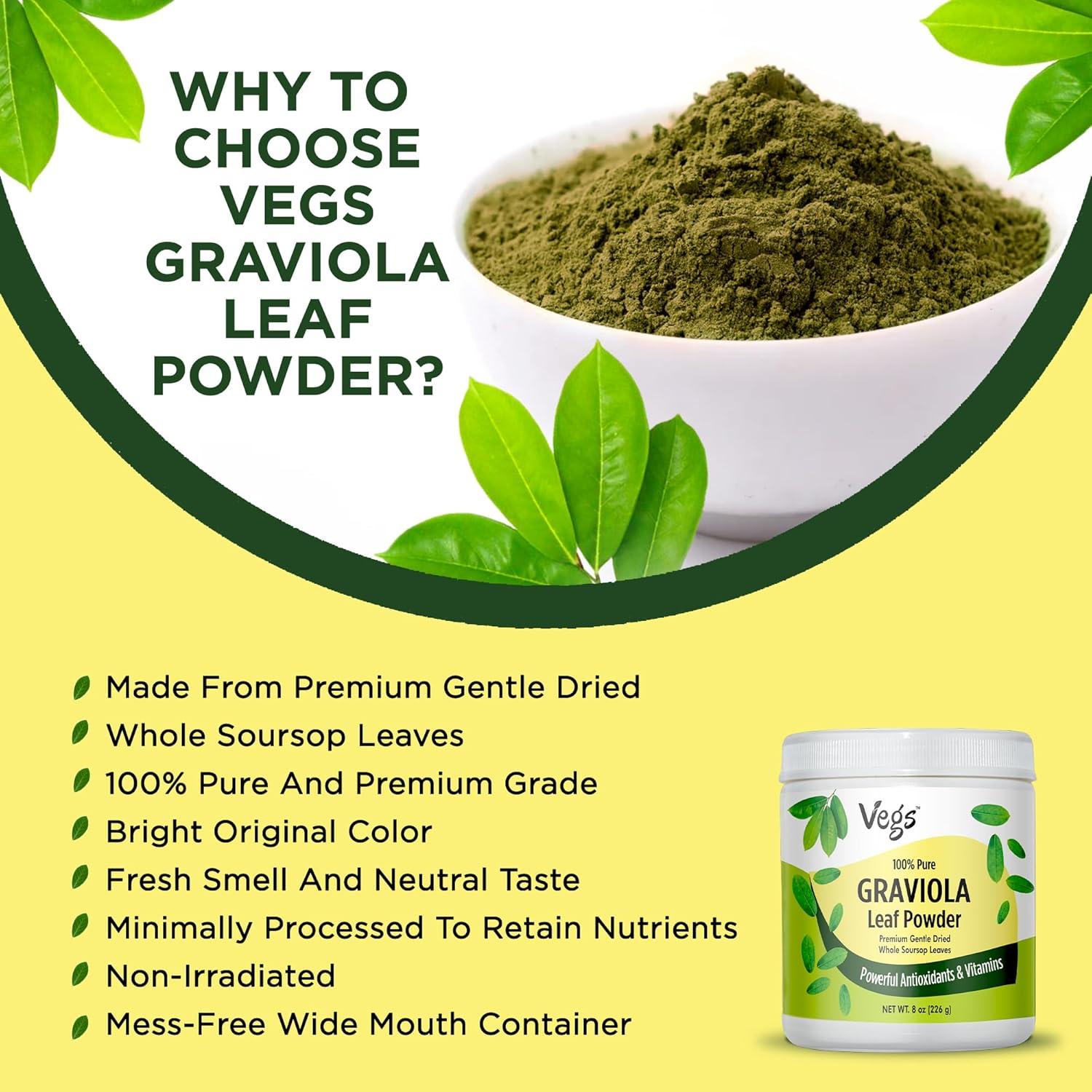 Polvo de Hoja de Graviola Orgánico Vegs Wellness 226.8 g