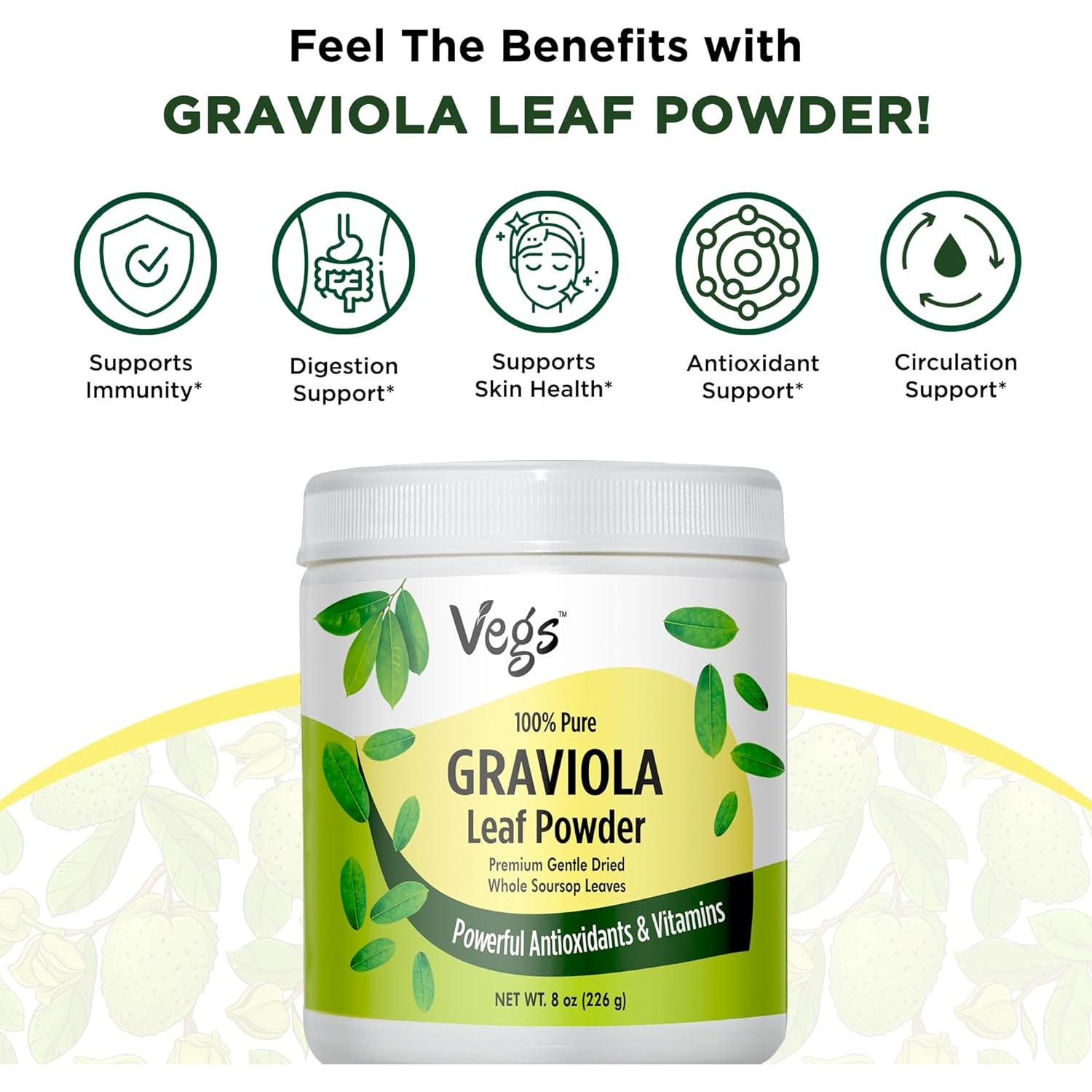 Polvo de Hoja de Graviola Orgánico Vegs Wellness 226.8 g