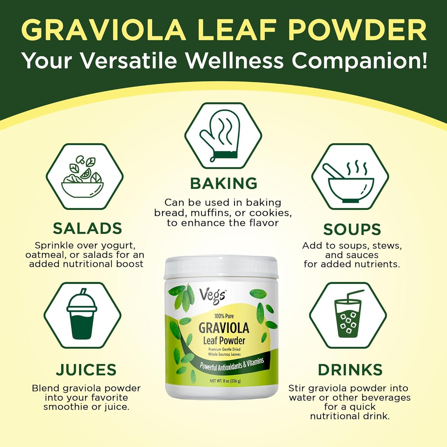 Polvo de Hoja de Graviola Orgánico Vegs Wellness 226.8 g