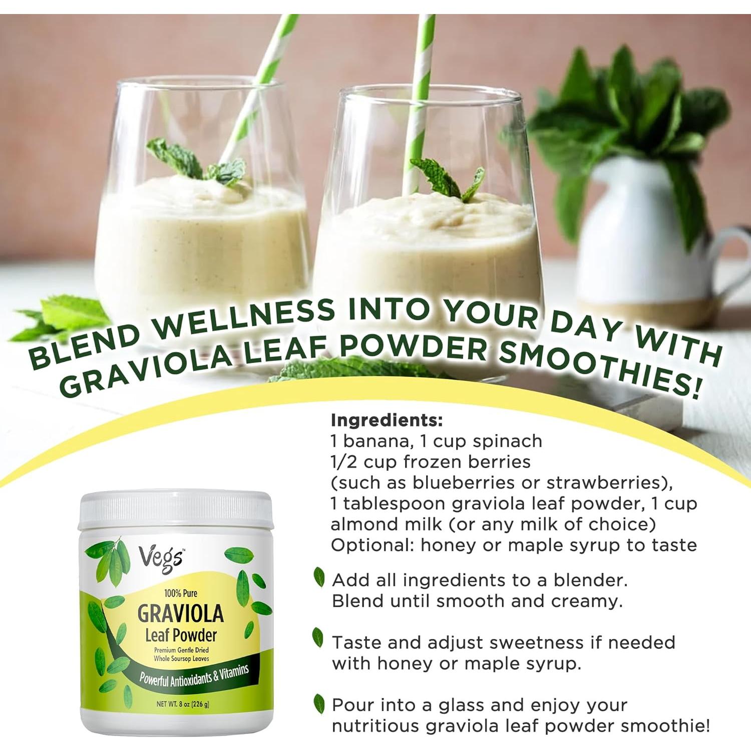 Polvo de Hoja de Graviola Orgánico Vegs Wellness 226.8 g