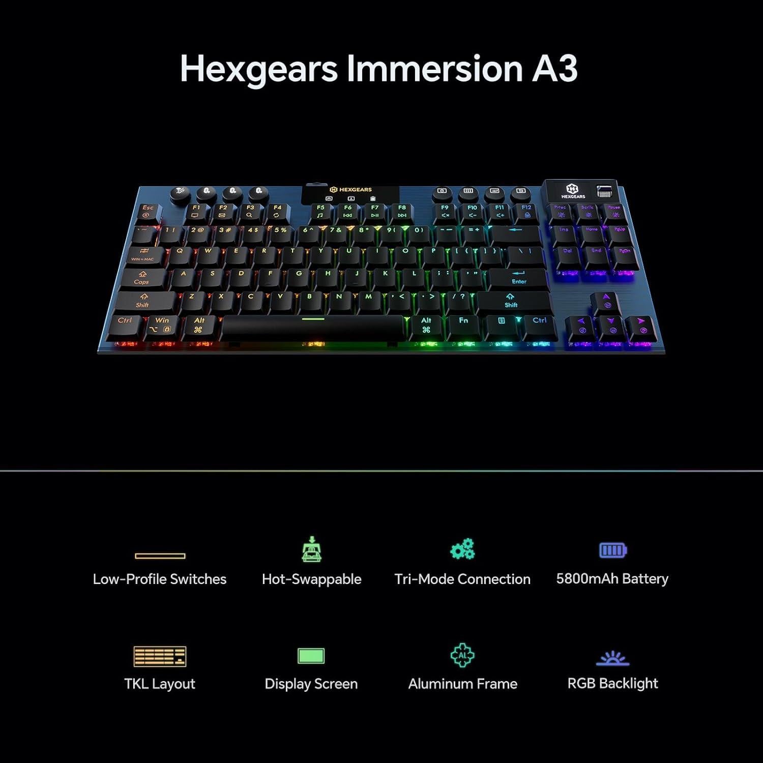 Teclado Mecánico Gaming Hexgears Immersion A3 TKL RGB